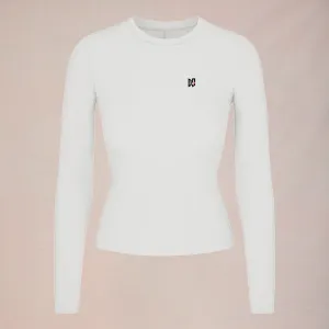Metallic DonnaSport Long-Sleeve Crew - Ivory