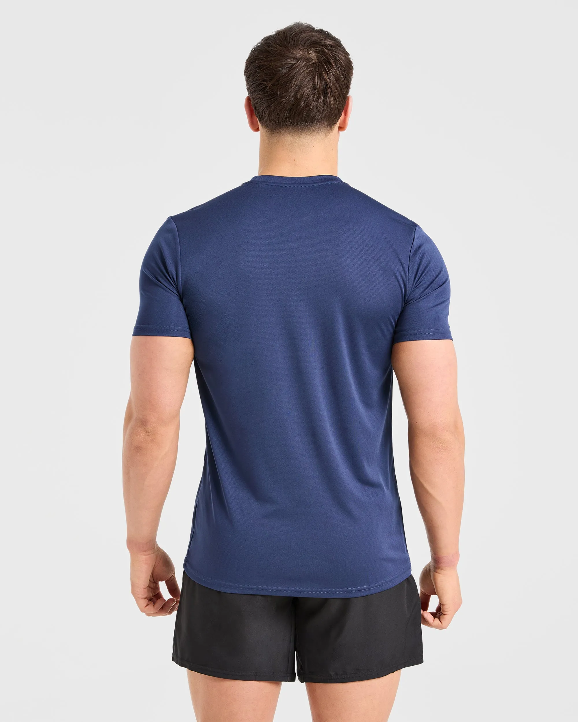 Origin T Shirt - Navy Double Stitched Hem Stylish Outfit