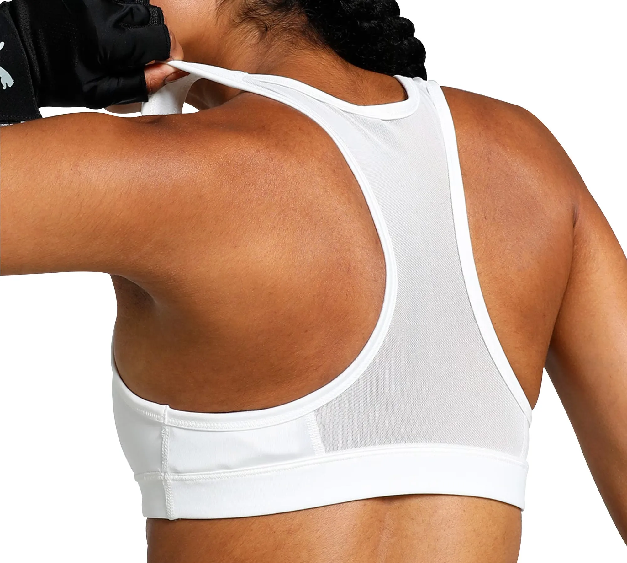 Puma 4KEEPS Womens Running Sports Bra - White Non-Slip Comfort Seamless Texture