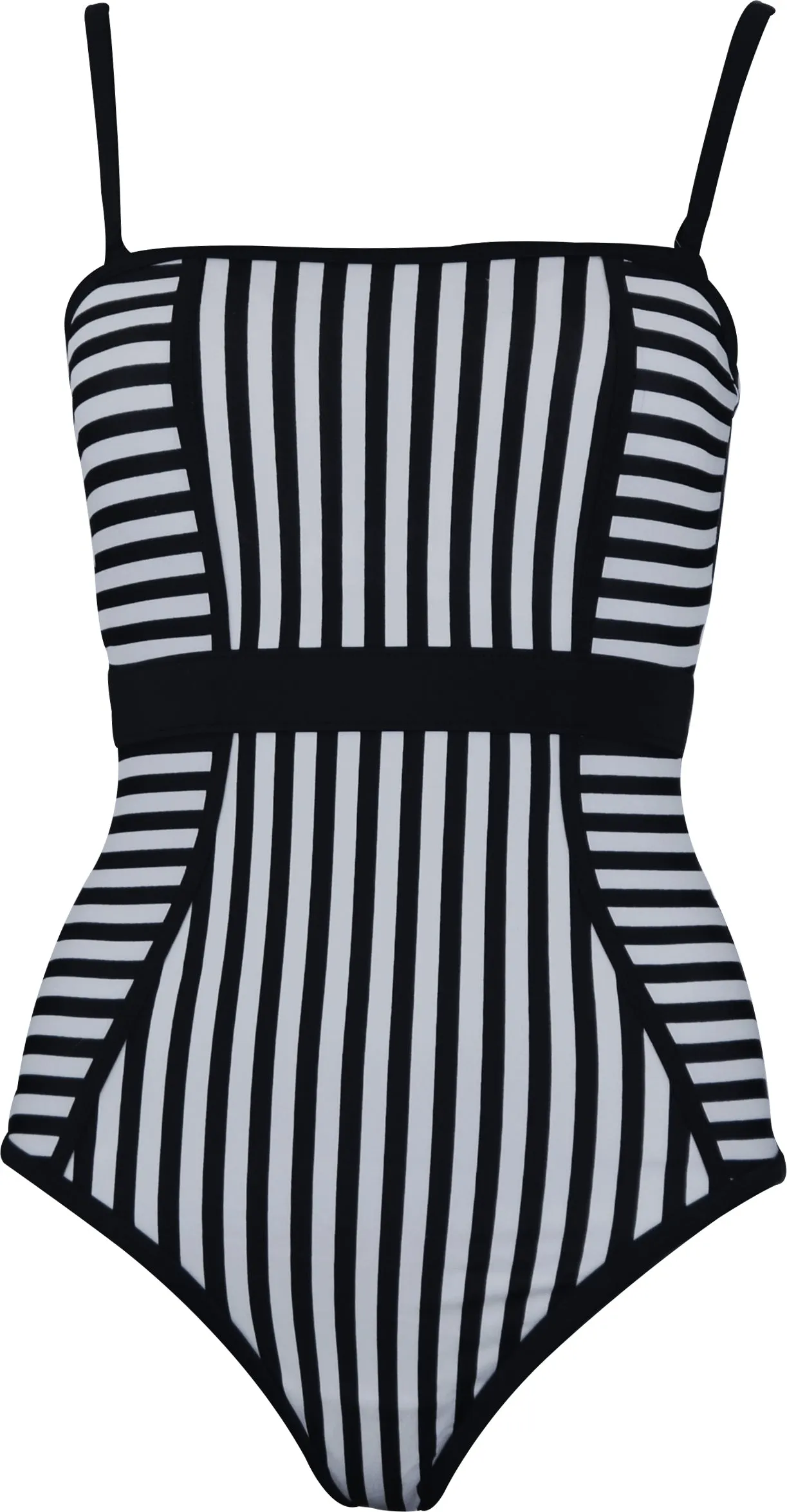 Monochromatic-Style Avon Monochrome Stripe Womens Swimsuit - Black