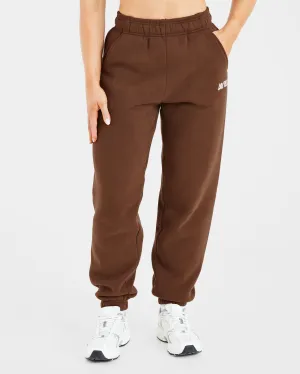 Flexible Fabric Endurance training Retro Embroidered Oversized Joggers - Brown Casual Sports