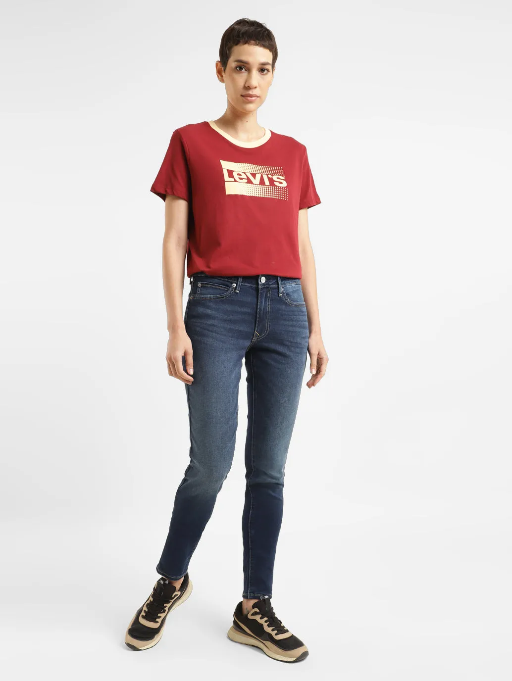 Fashion Essential Beach Day Minimalist Style Youth Style Women's 711 Blue Skinny Fit Mid Rise Jeans
