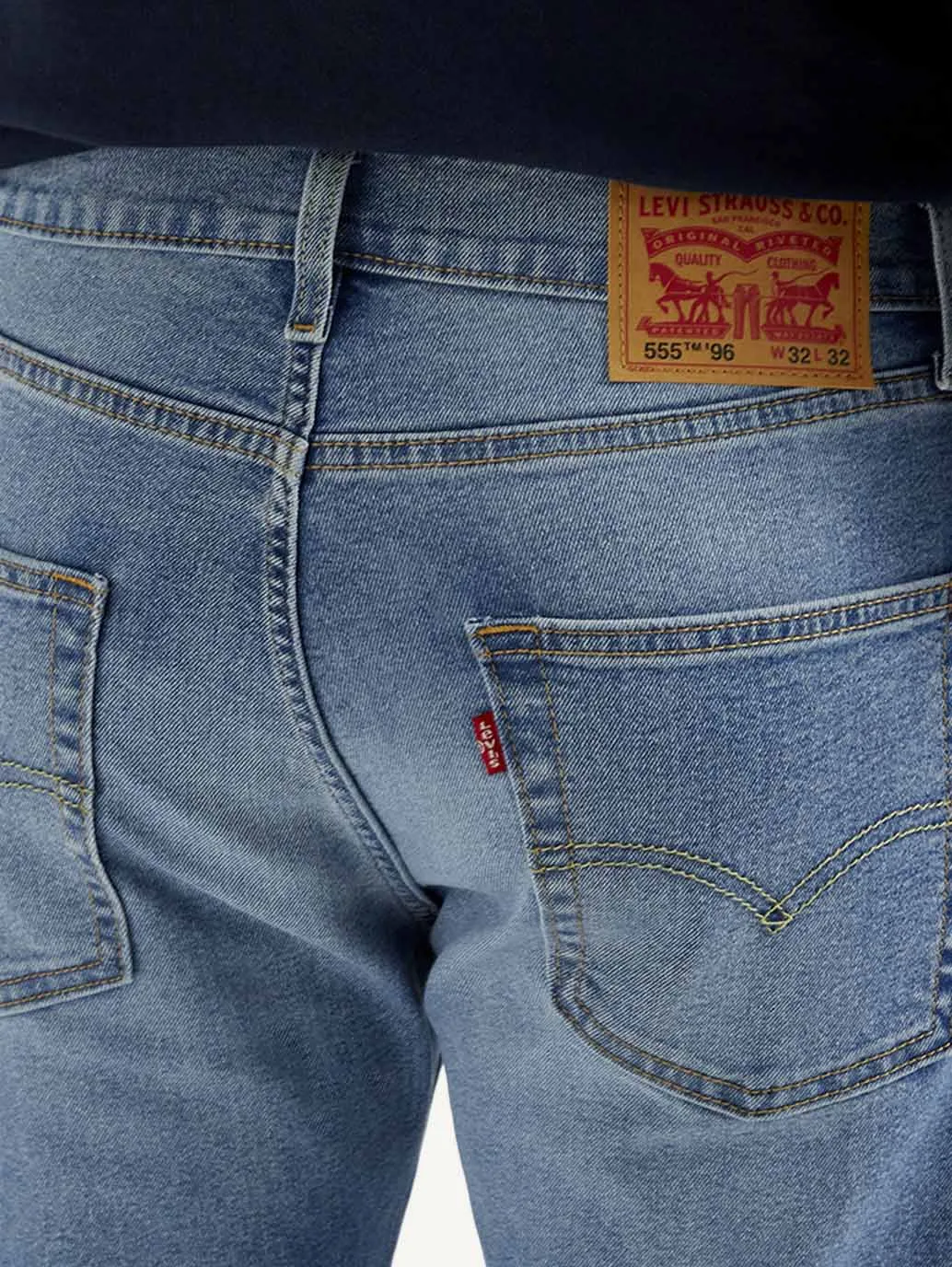 Men's 555 Med Indigo Loose Fit Mid Rise Jeans Anti Snag Thread Technology