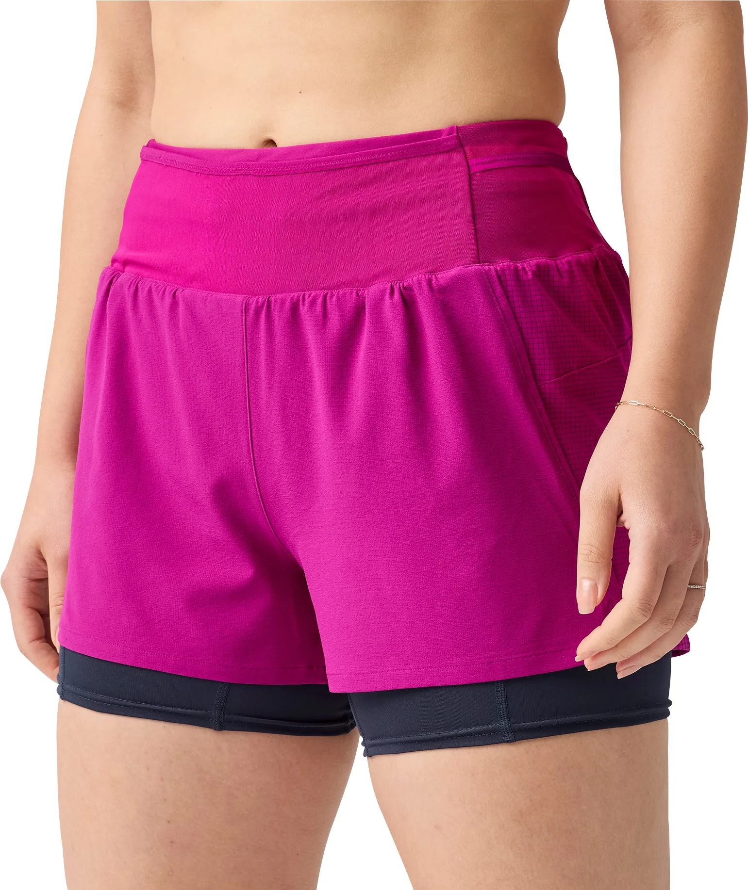 Lightweight Construction Brooks 3 Inch high Point 2.0 2 In 1 Womens Running Shorts - Pink