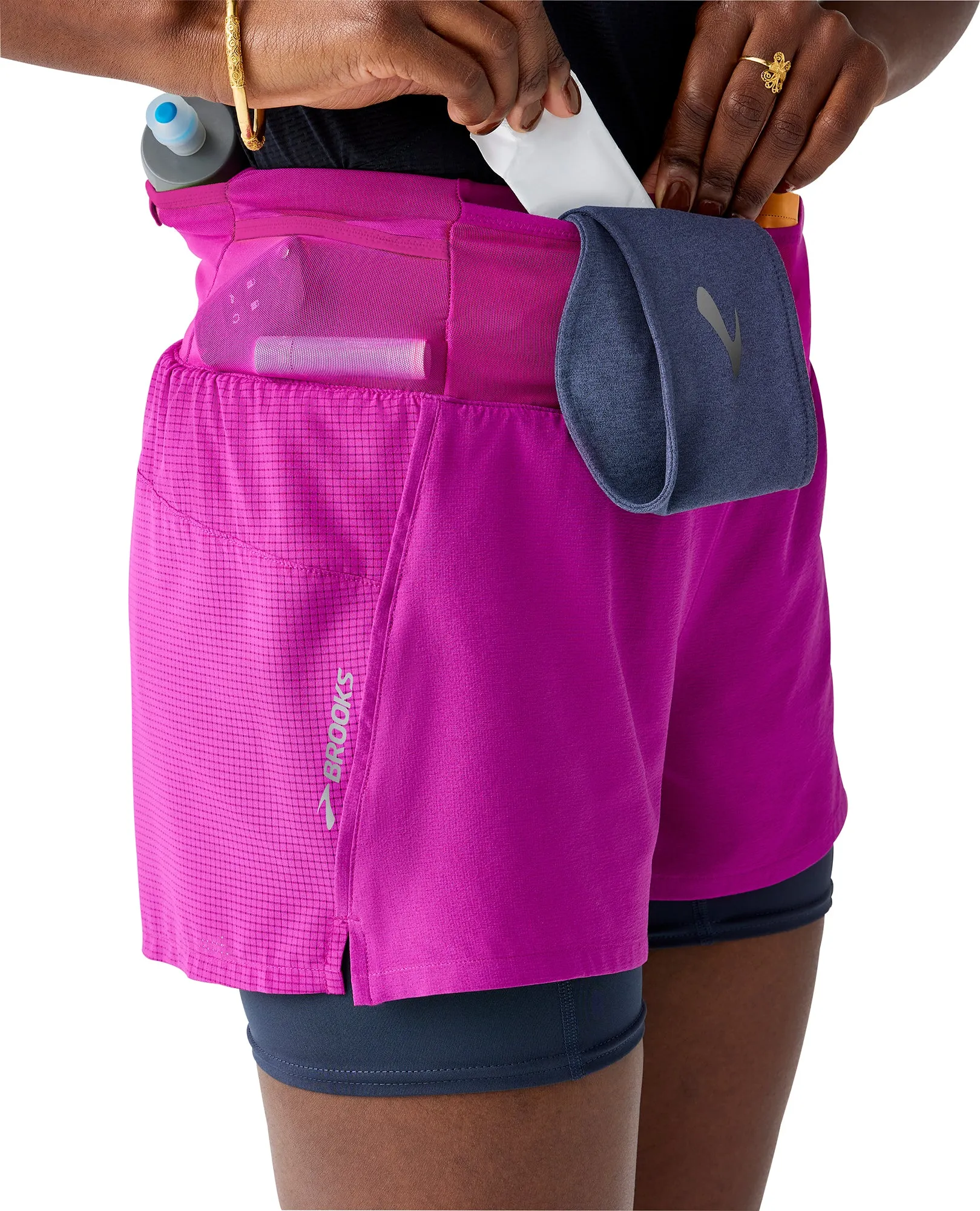 Brooks 3 Inch high Point 2.0 2 In 1 Womens Running Shorts - Pink romper Luxury Feel