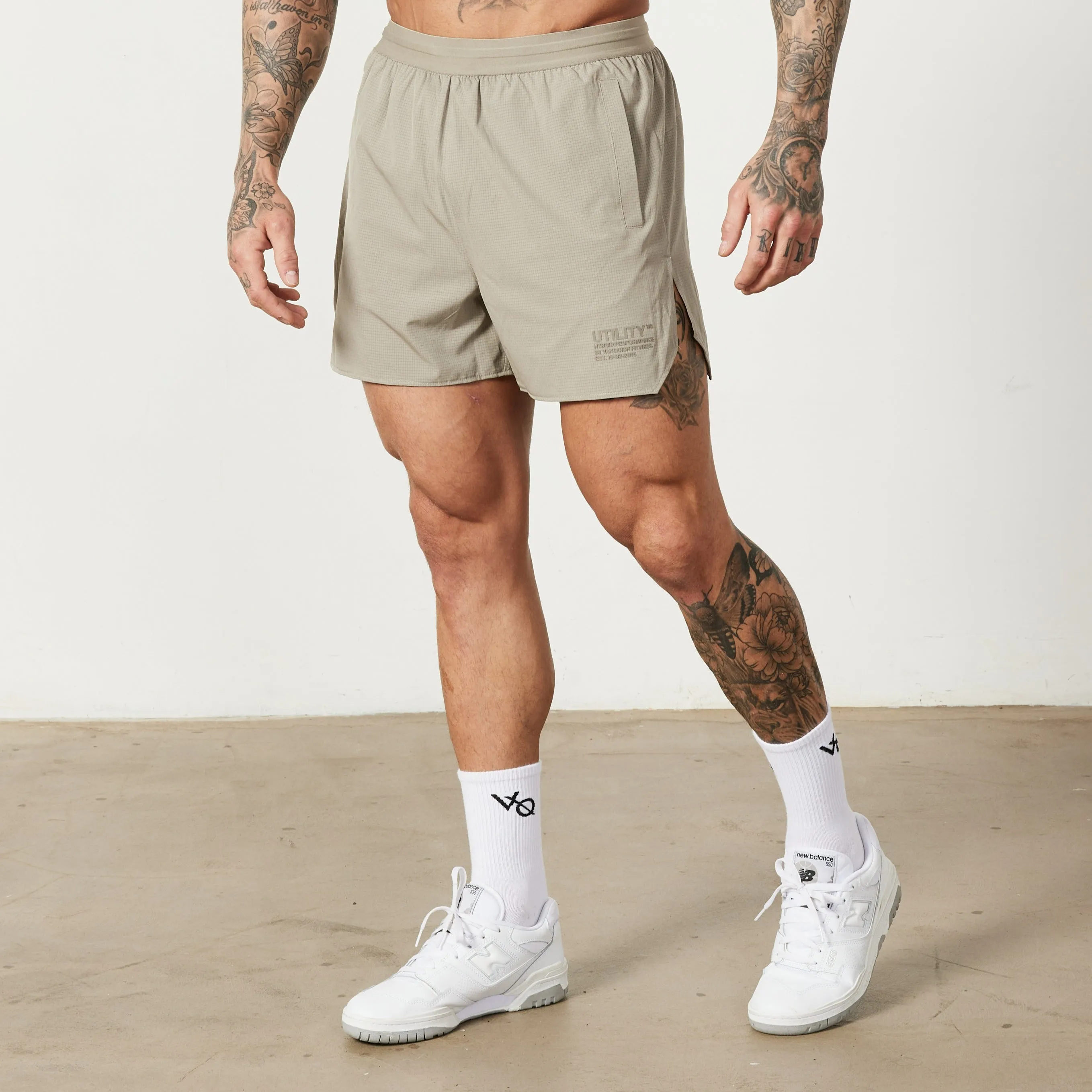Versatile Layering Vanquish Utility Stone Performance Shorts