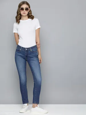 Women's 711 Blue Skinny Fit Mid Rise Jeans Night Out Parent Style