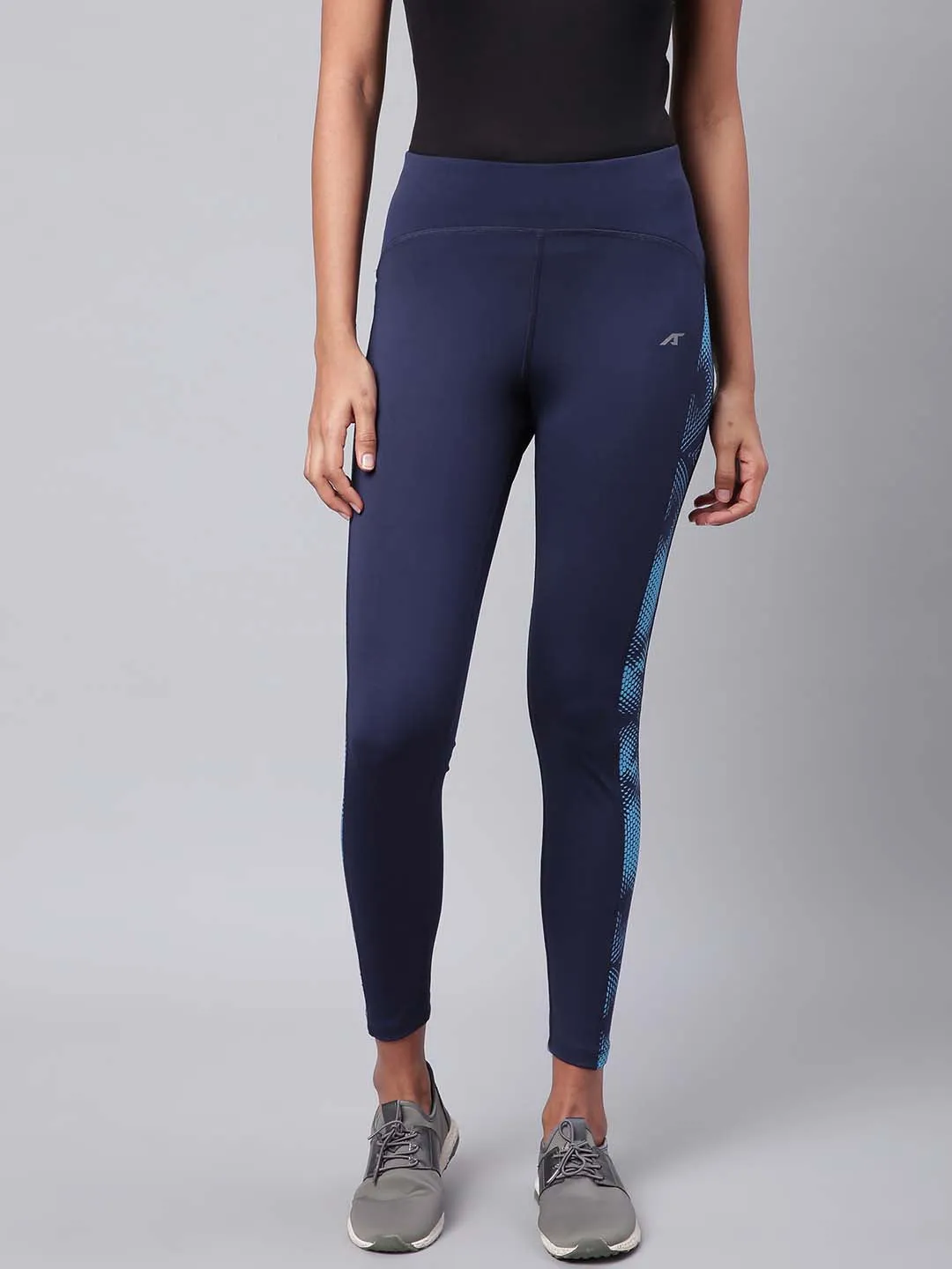 Eco Shopper Double Layer Quick Drying Alcis Women Navy Solid Training Tights