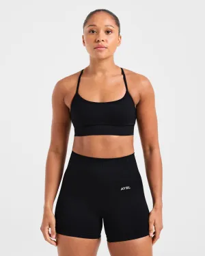 Empower Seamless Sports Bra - Black Spaghetti straps seams