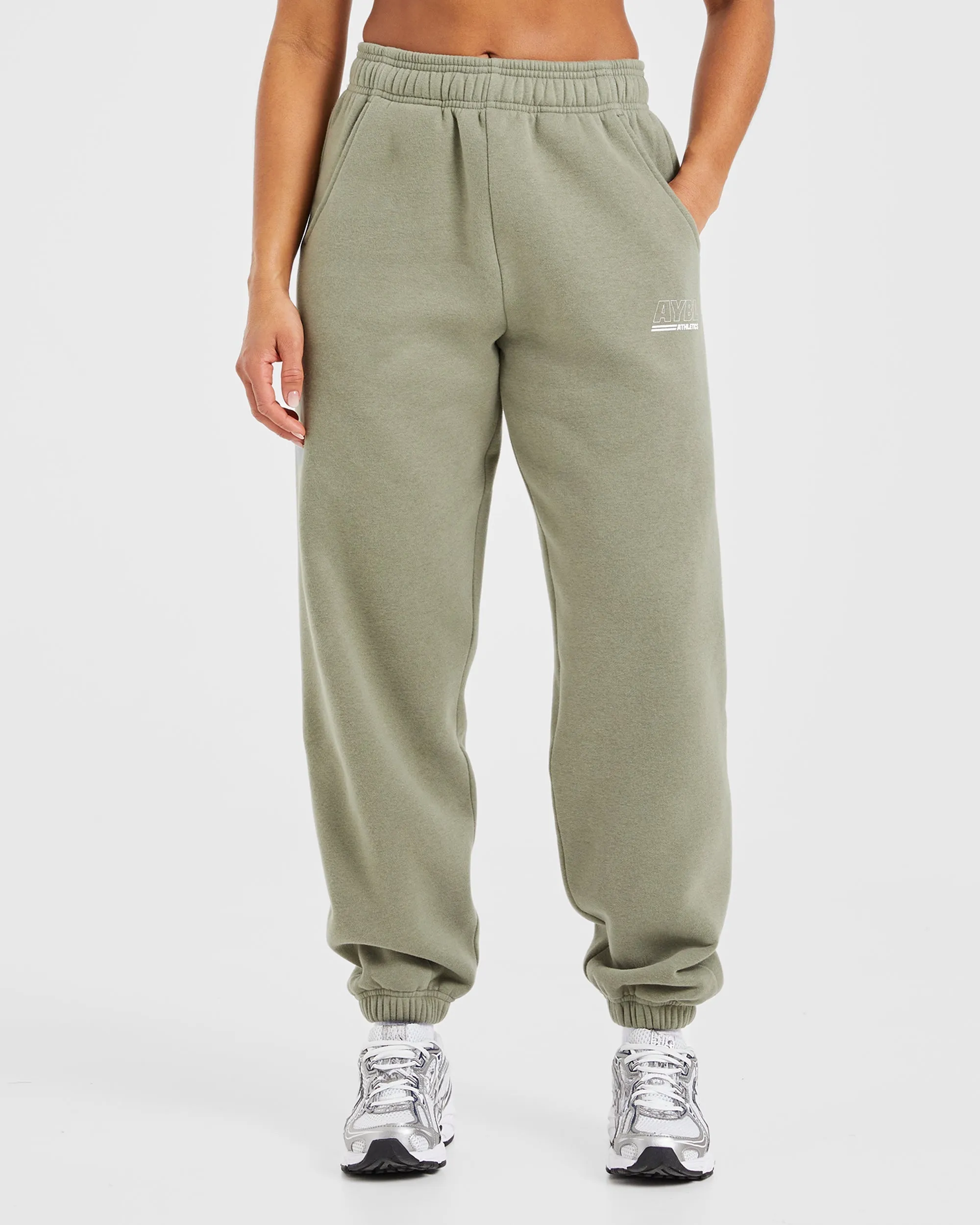 competitions colorful Smooth Finish Athletics Track Oversized Joggers - Muted Olive