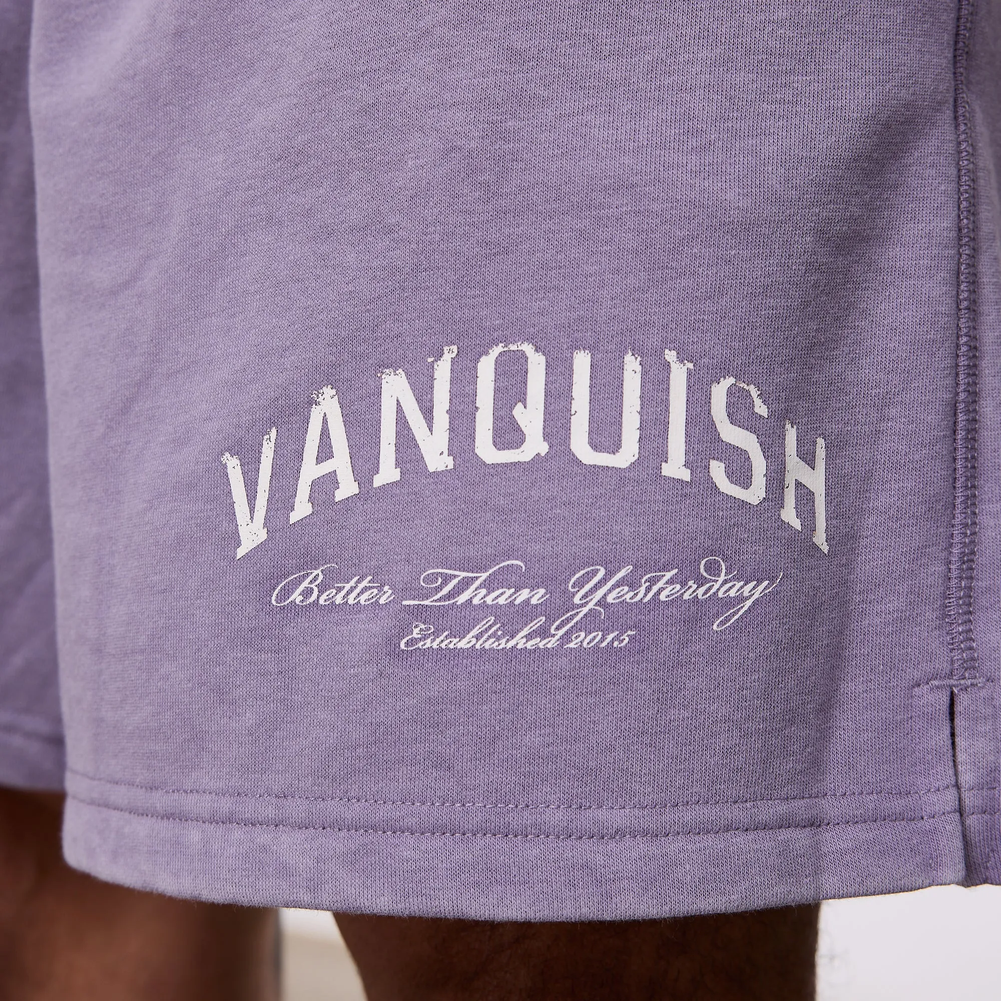 Easy Match Vanquish Better Than Yesterday Washed Purple Sweat Shorts