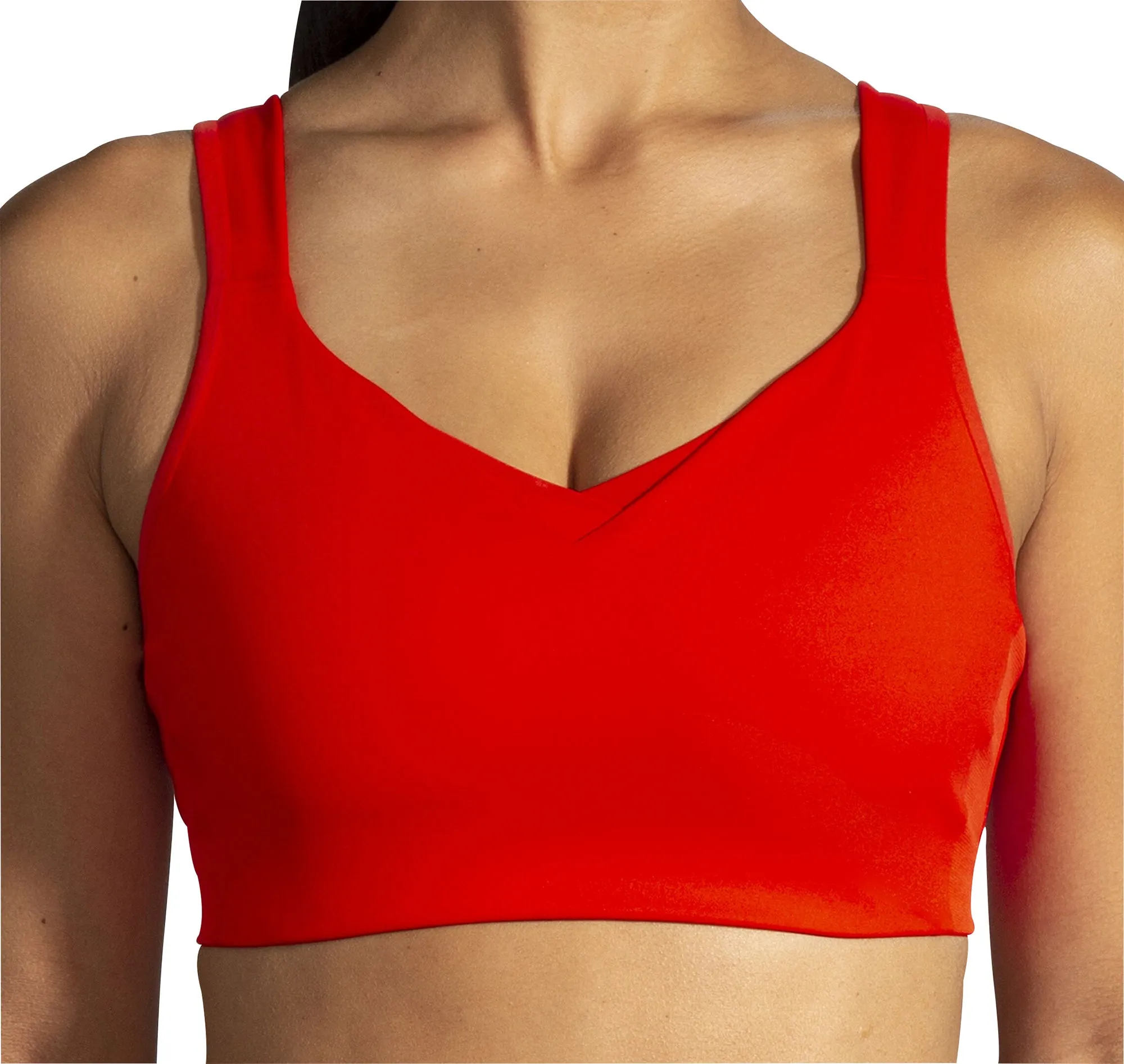 Brooks Drive Convertible Run Womens Sports Bra - Red Non-Slip Grip