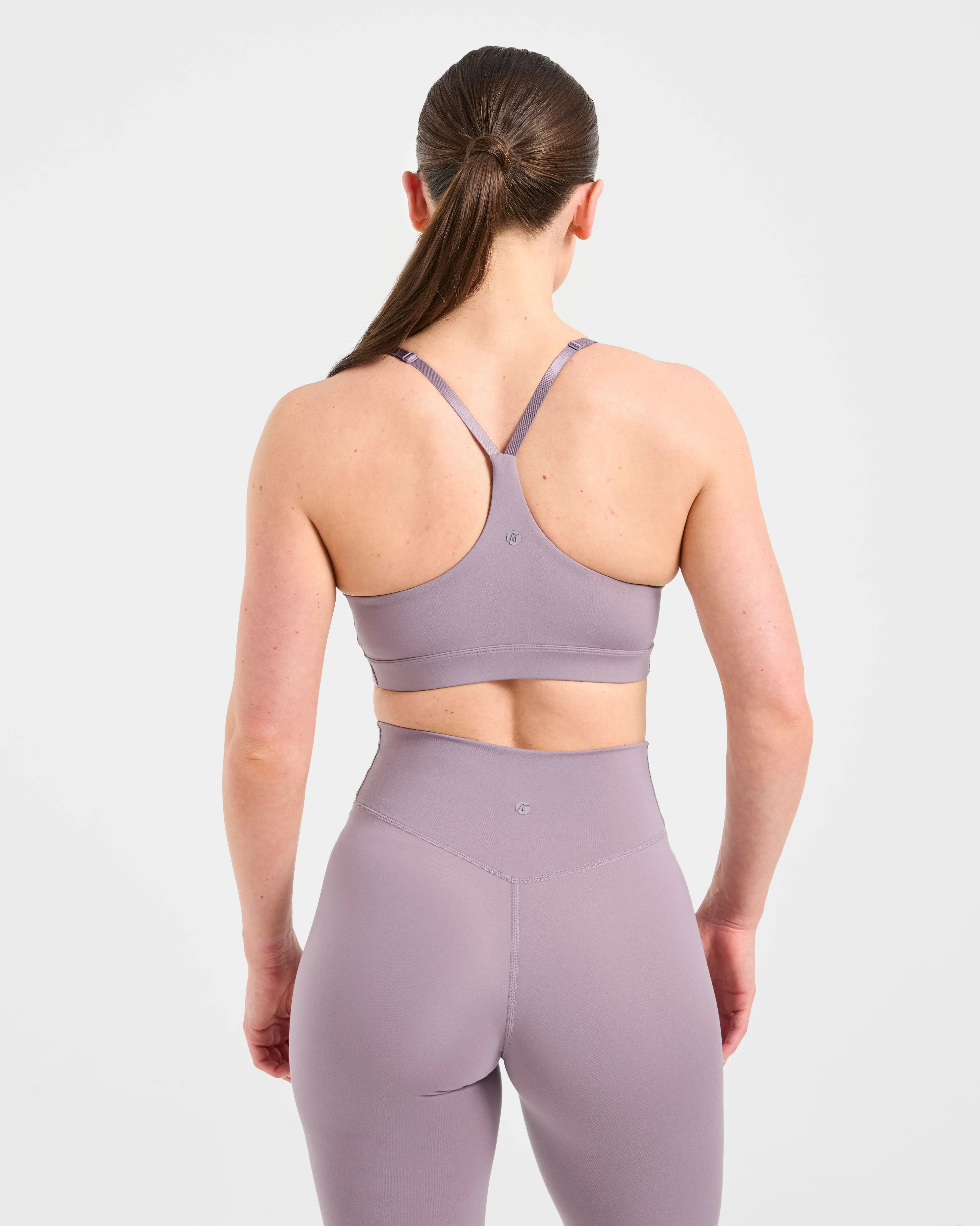 Staple Sports Bra - Mauve Purple Breathable mesh panel Eco Friendly Textile