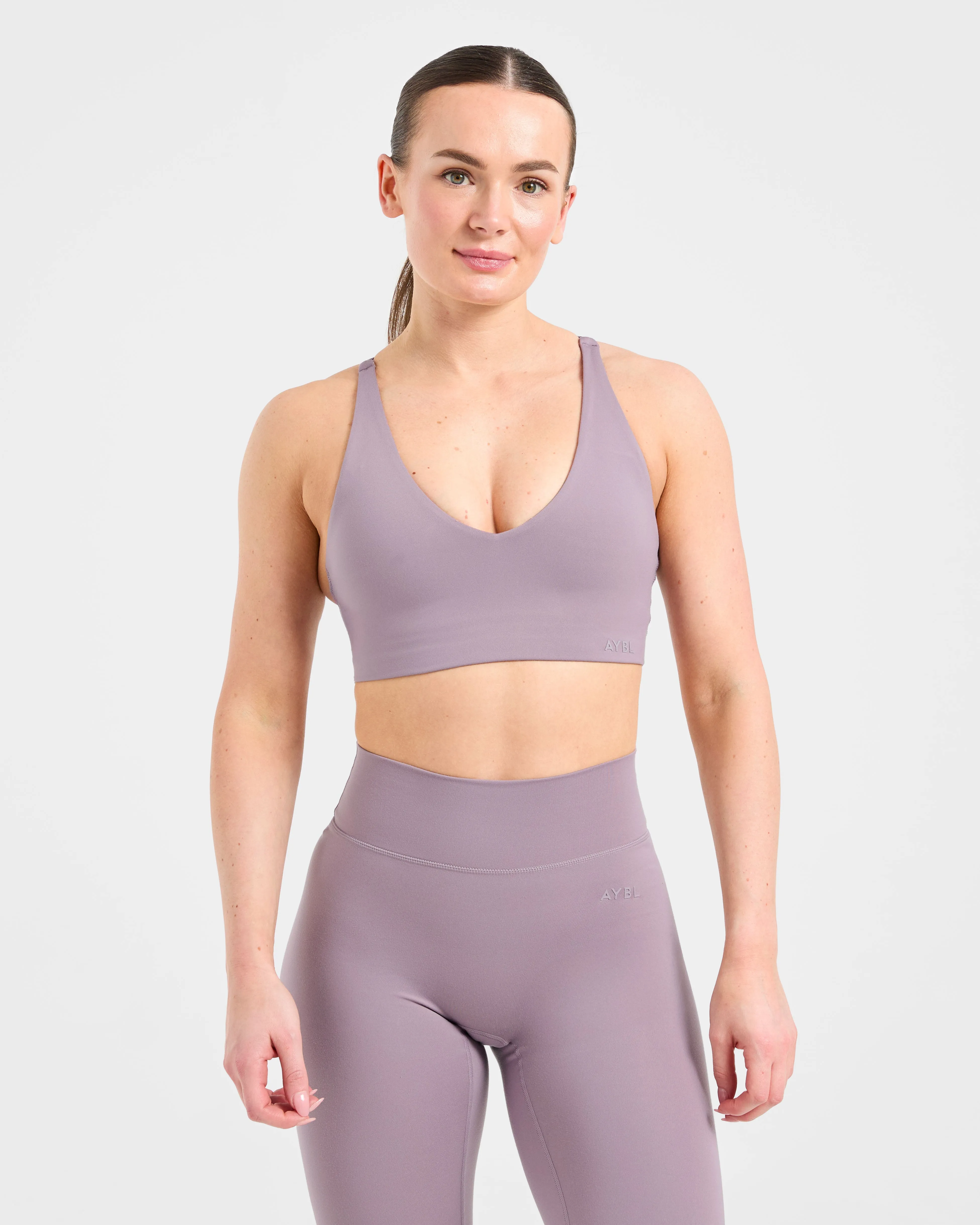 Breathable Structure Staple Sports Bra - Mauve Purple