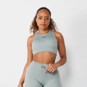 Pressure Distributing Design Vanquish Ribbed Seamless Slate Grey Racer Back Bra