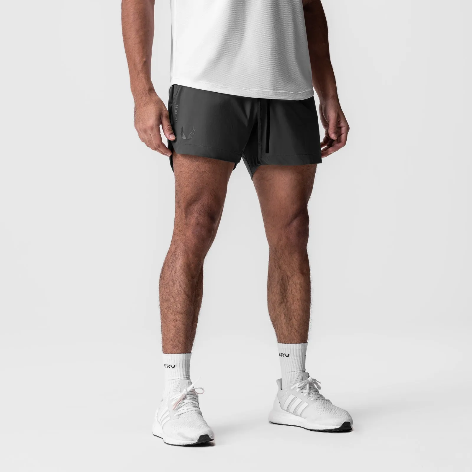 Athletic Wear Hypoallergenic fabric 0751. Tetra-Lite? 5" Linerless Short - Space Grey "Black Wings"
