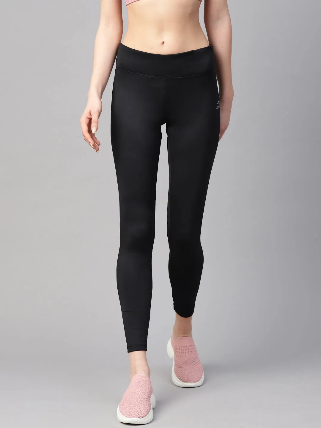 Alcis Women Black Solid Tights Flexible Wear
