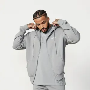 Vanquish Essential Steel Grey Oversized Full Zip Hoodie Rhino like