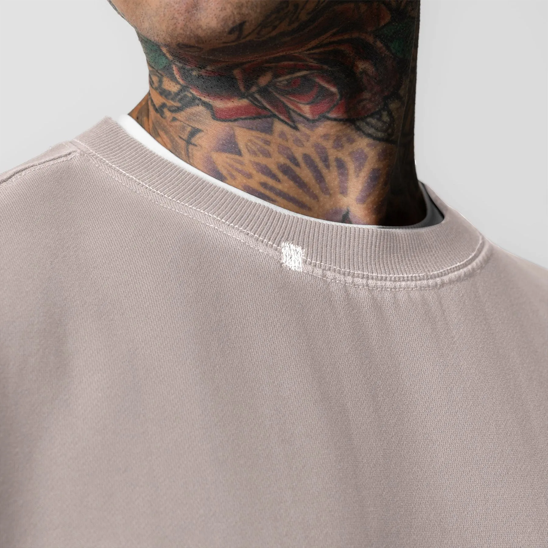 Fur like 0861. Tech Essential? Distressed Crewneck - Faded Chai