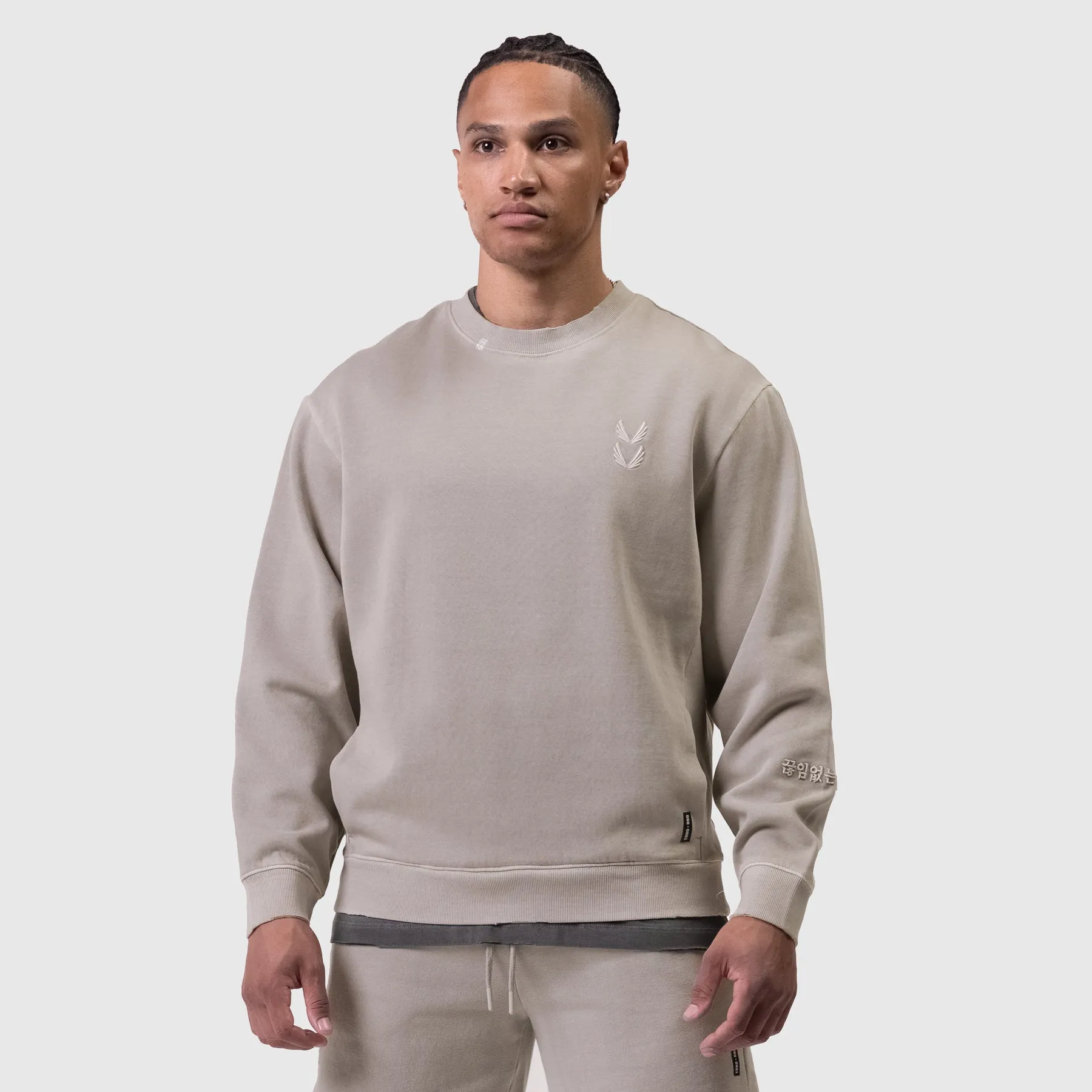 Sports Apparel 0861. Tech Essential? Distressed Crewneck - Faded Chai