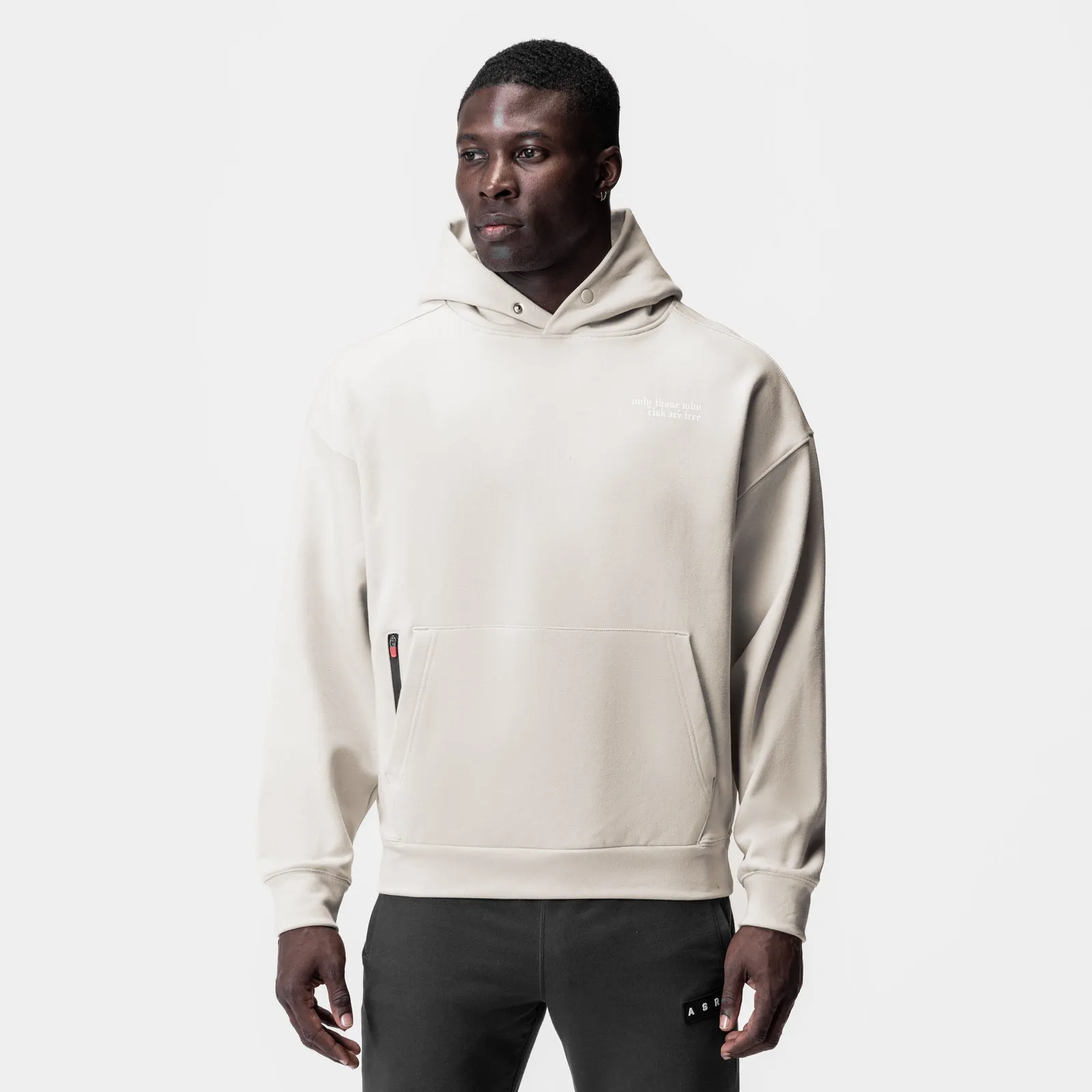 Spider like 0874. Tech-Terry? Zip Pocket Hoodie - Stone/White "Brush Wings/ASRV"