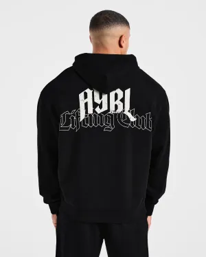 Lifting Club Gothic Oversized Hoodie - Black/Off White Moisture Wicking Technology Reinforced Stitching