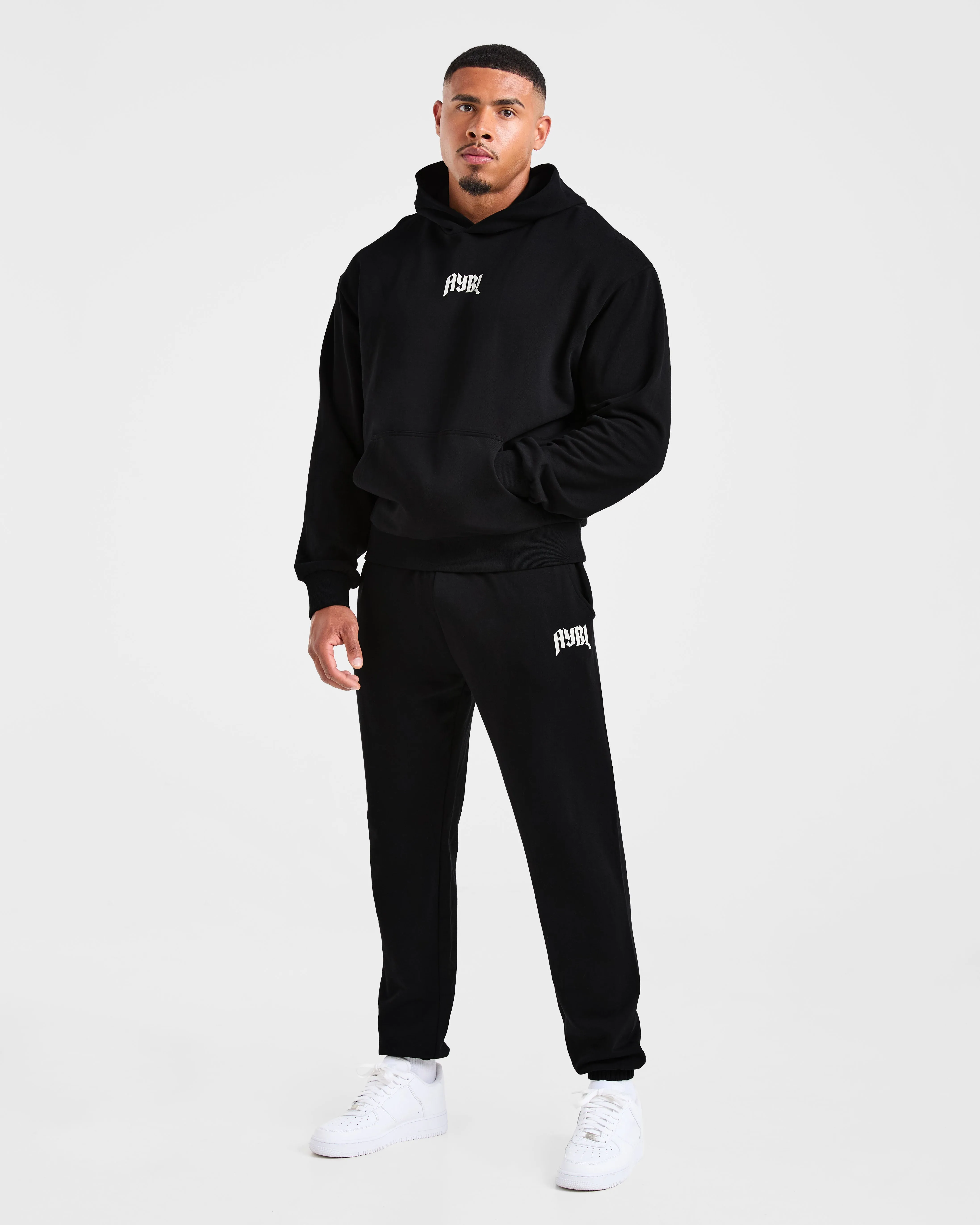 Lifting Club Gothic Oversized Hoodie - Black/Off White All Day Wear
