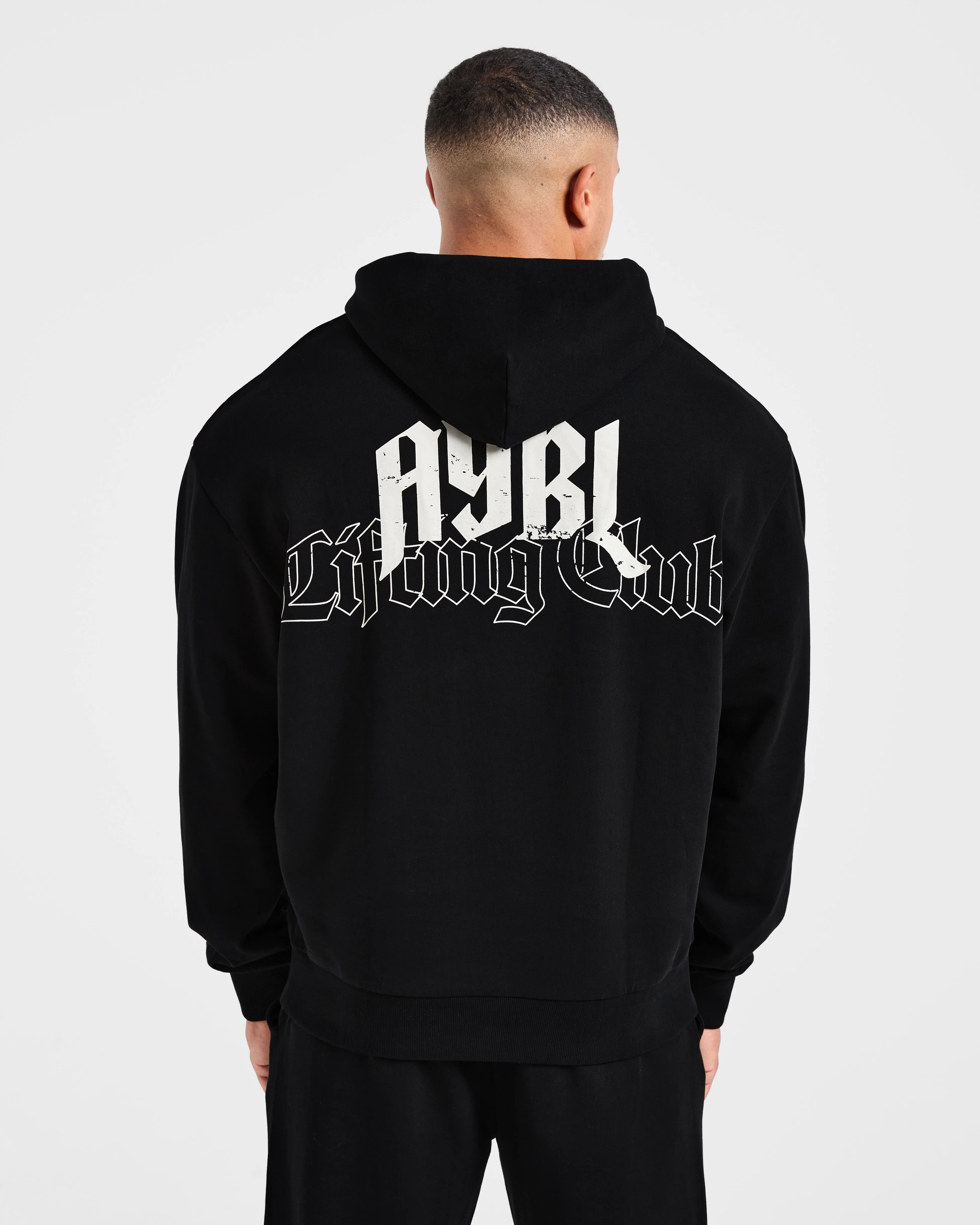 Lifting Club Gothic Oversized Hoodie - Black/Off White Moisture Wicking Technology Reinforced Stitching