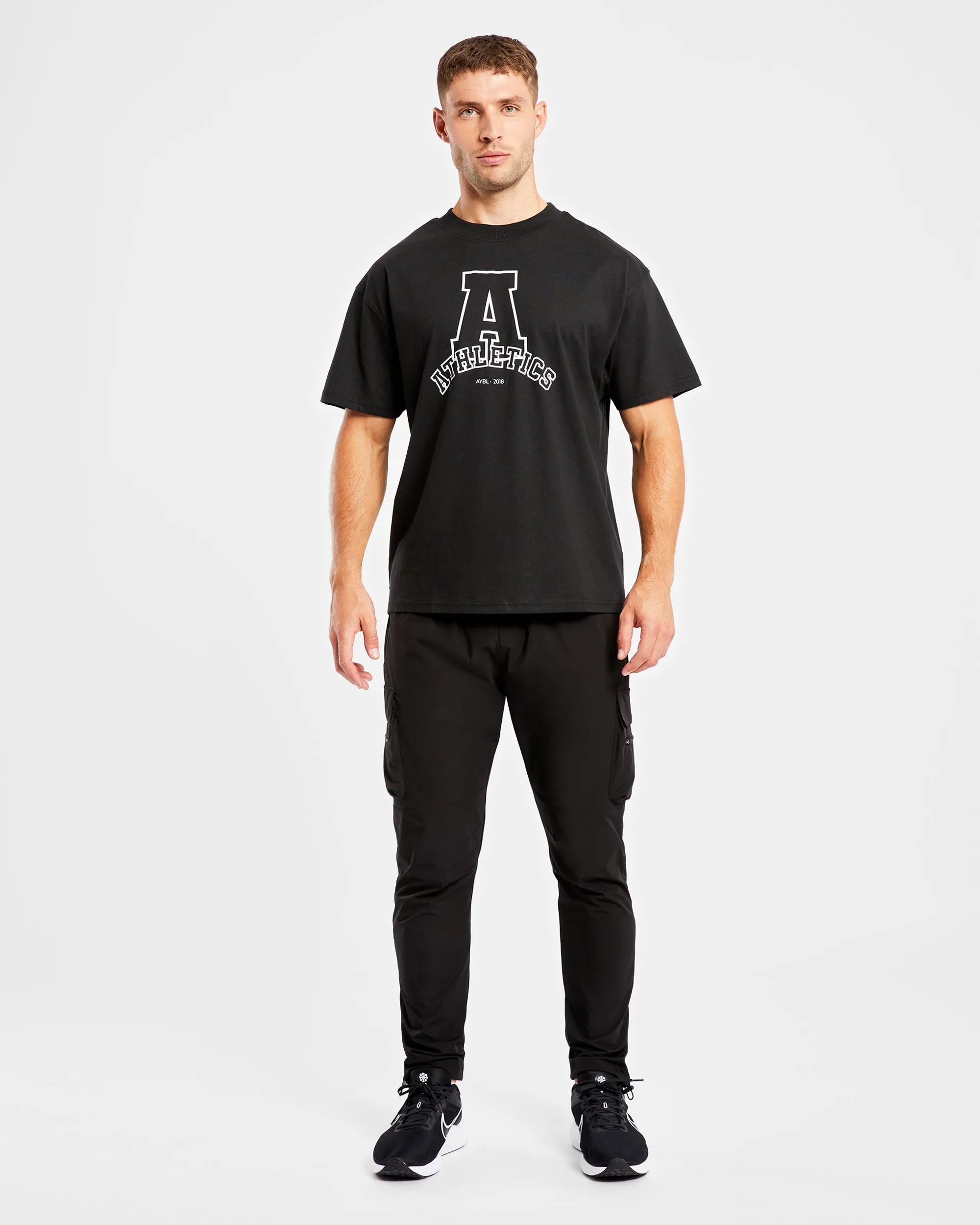 Athletics Varsity Oversized T Shirt - Black Recycled Polyester MinimalistDesign
