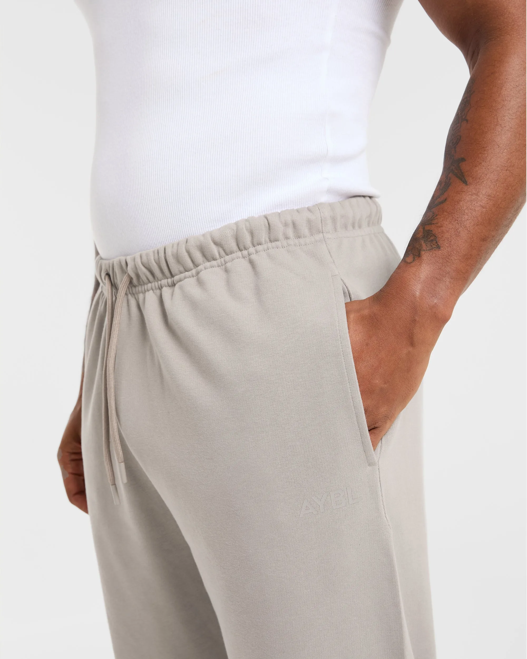 DoubleLayeredKnees ComfortWaistband Craft Oversized Straight Leg Joggers - Fog