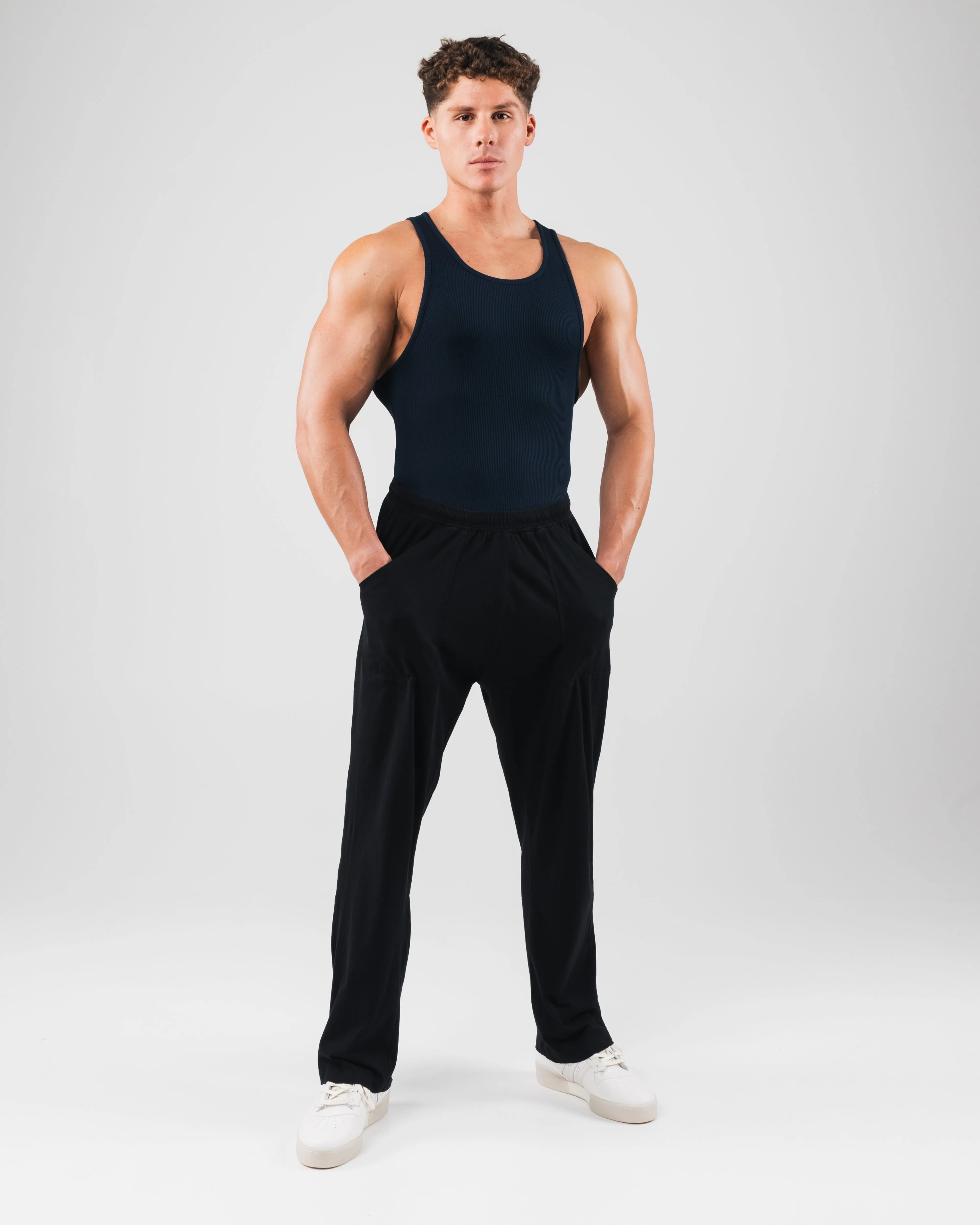 Anti Slip Shoulder Straps Layer Essential Zero Ribbed Tank 2pk - Navy