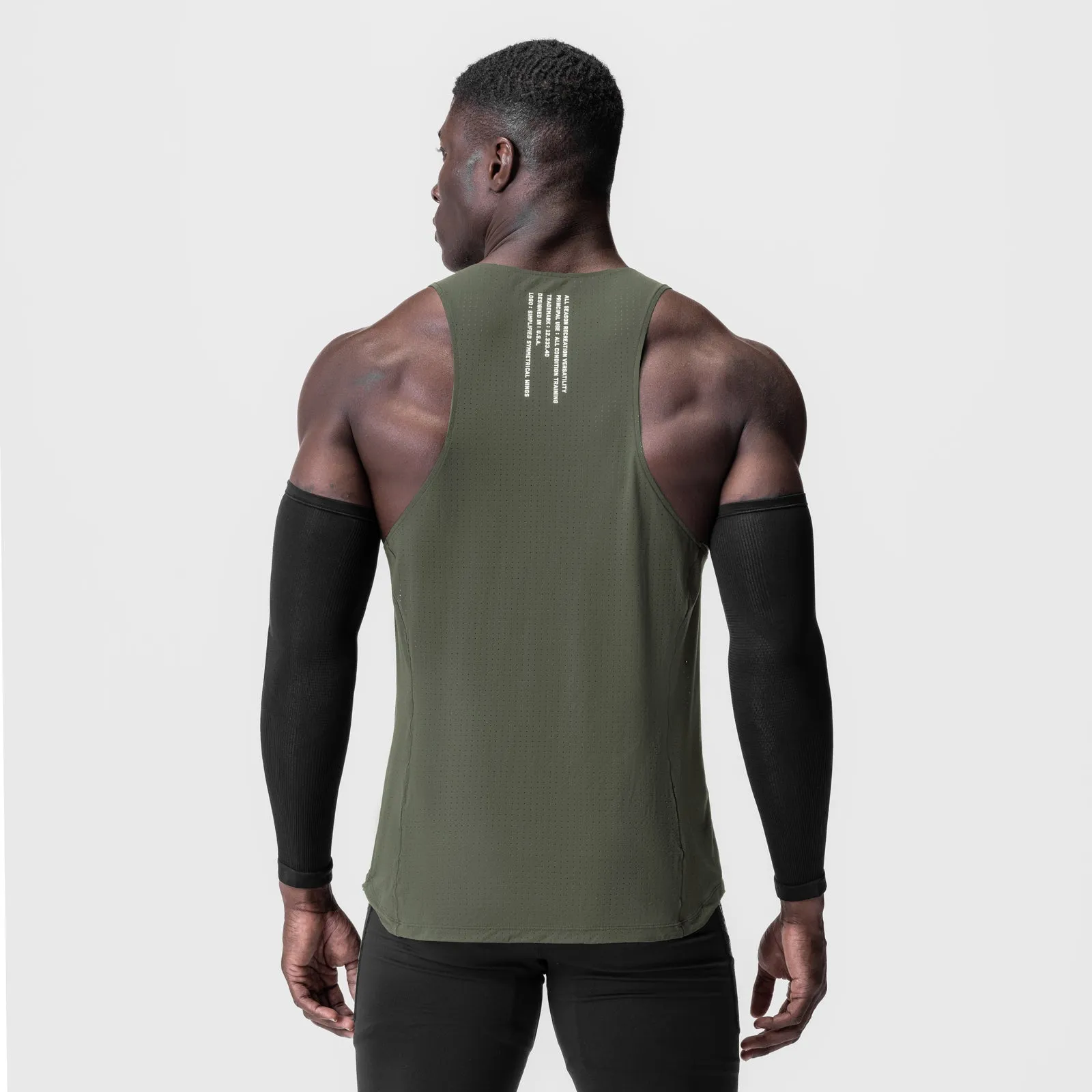0949. Laser-Vent? Singlet Tank - Olive Stay Light Slim Fit Cut