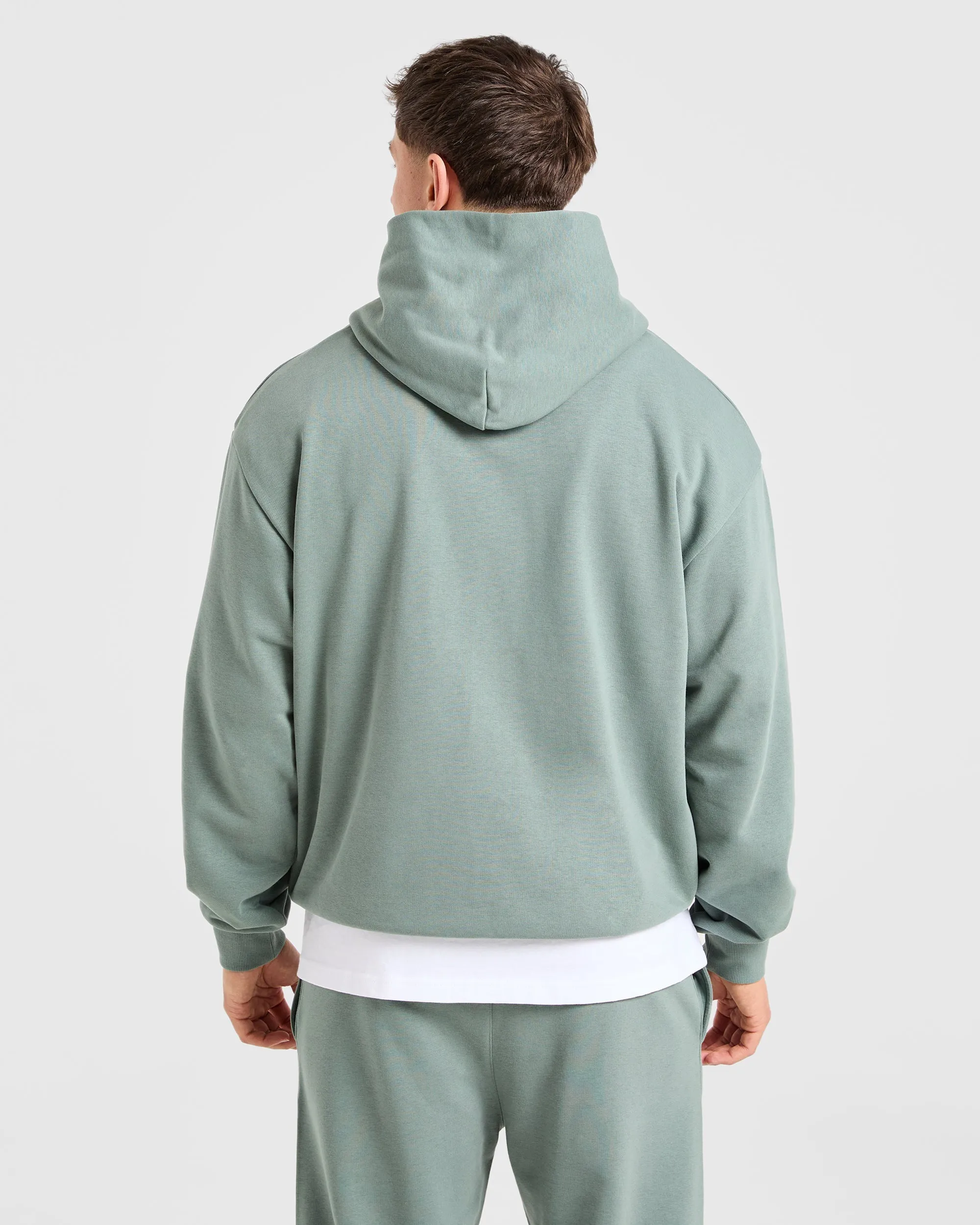 Skiing wear Layered Hood Design Craft Oversized Hoodie - Vintage Sage