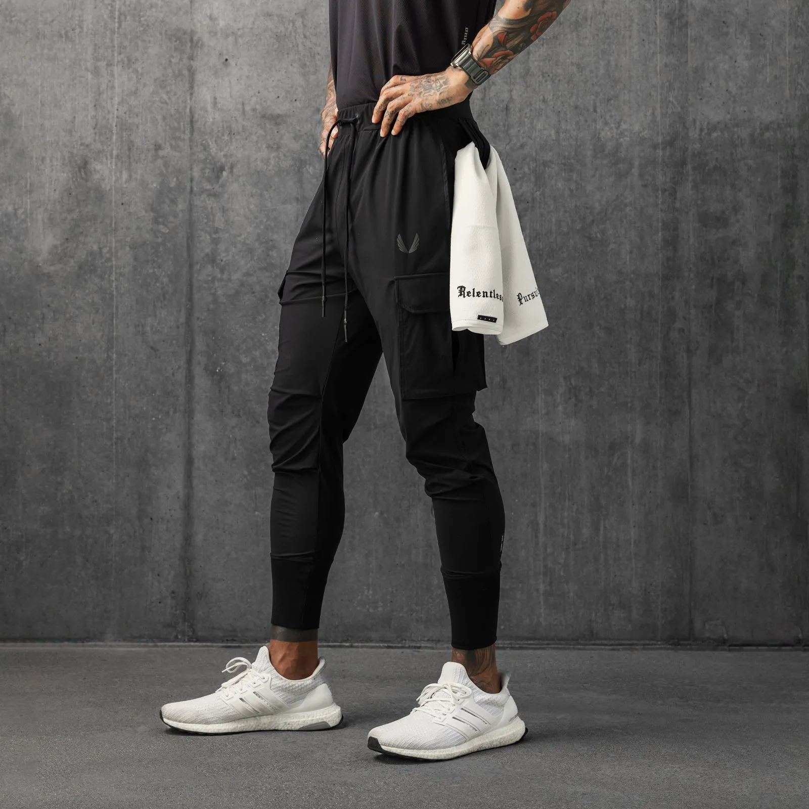 No Iron TaperedLeg 0825. Tetra-Lite? Cargo High Rib Jogger - Black