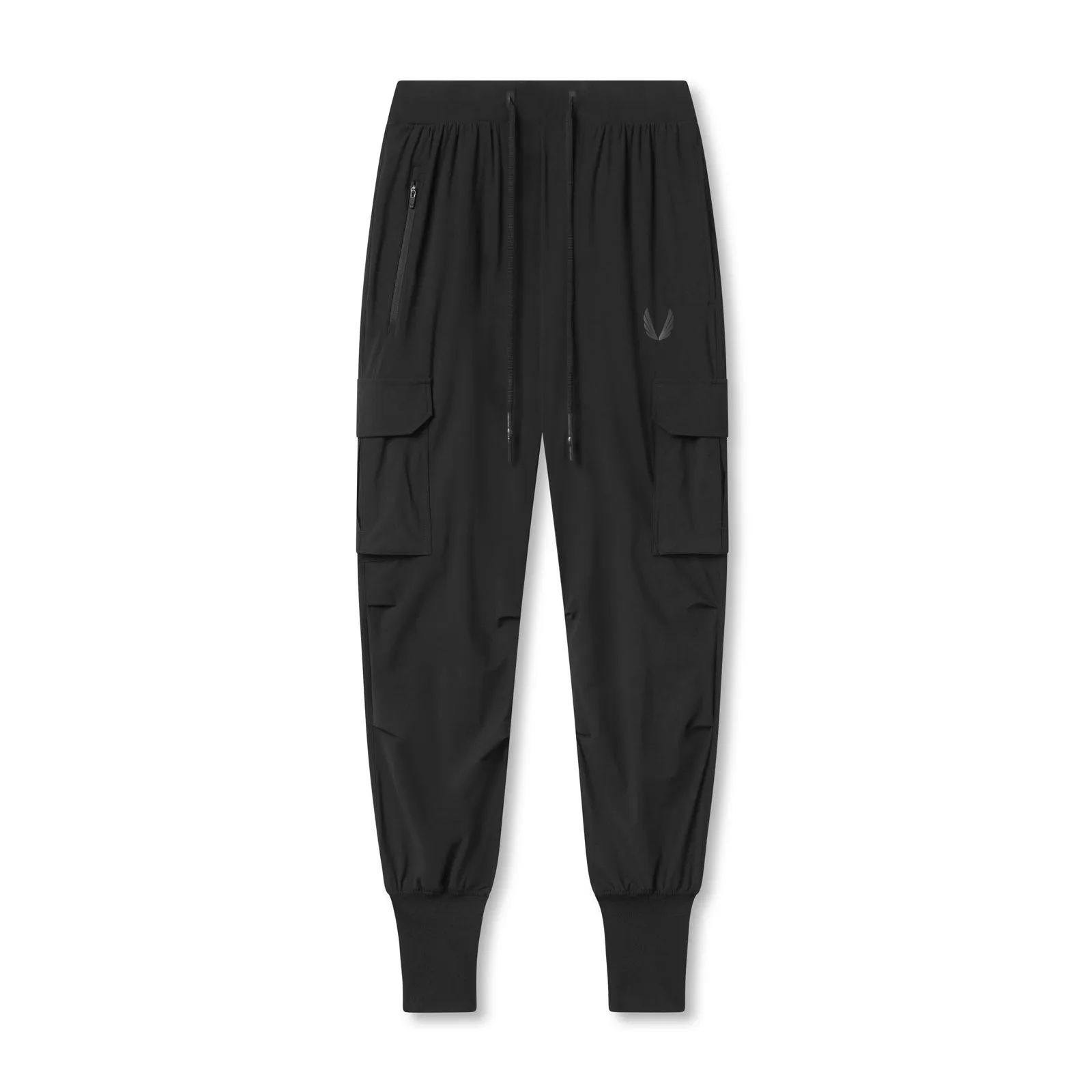 0825. Tetra-Lite? Cargo High Rib Jogger - Black Ripped design Multipurpose Design