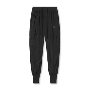 0825. Tetra-Lite? Cargo High Rib Jogger - Black Ripped design Multipurpose Design