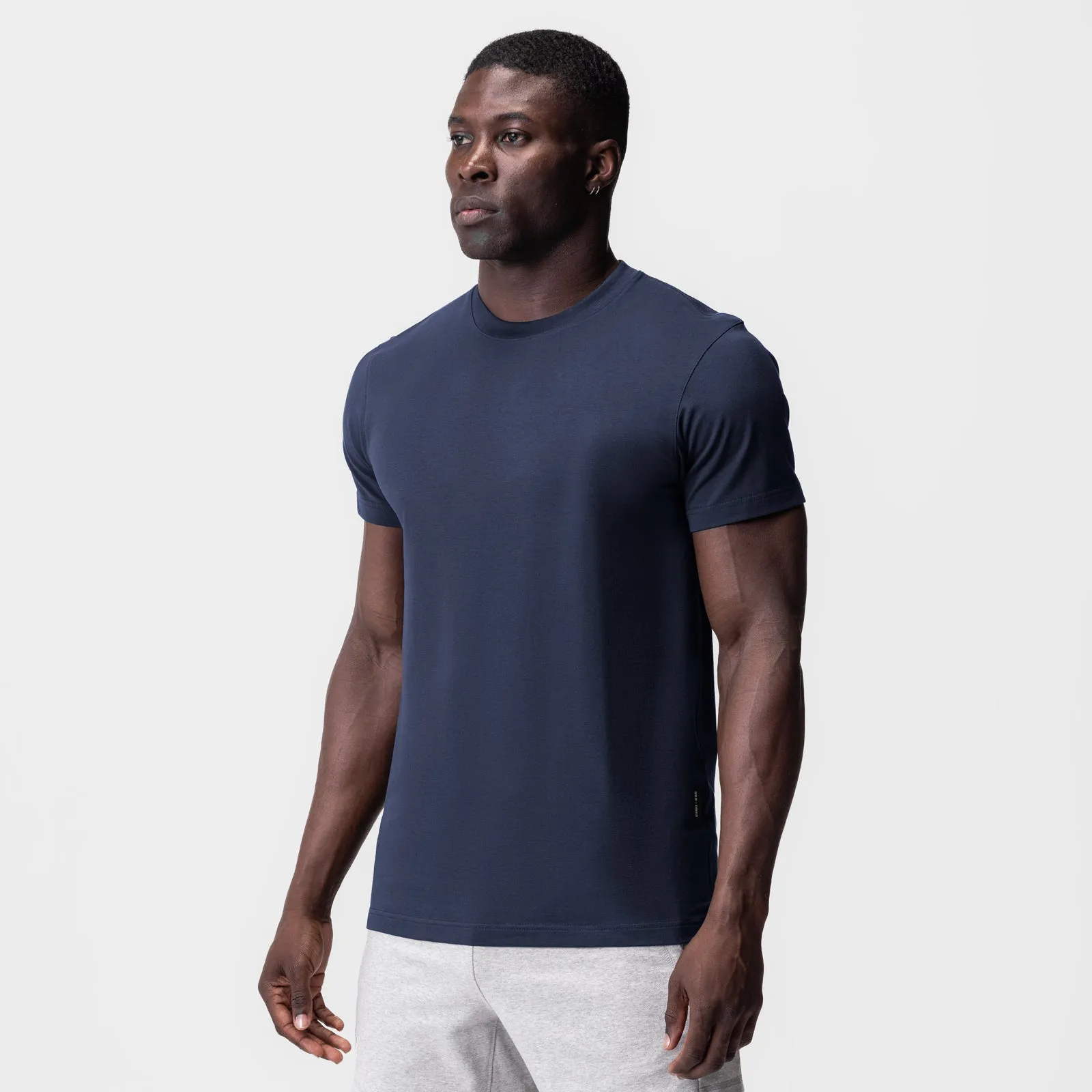 0923. Supima? Essential Tee - Navy Travel Essential Sustainable Production Process