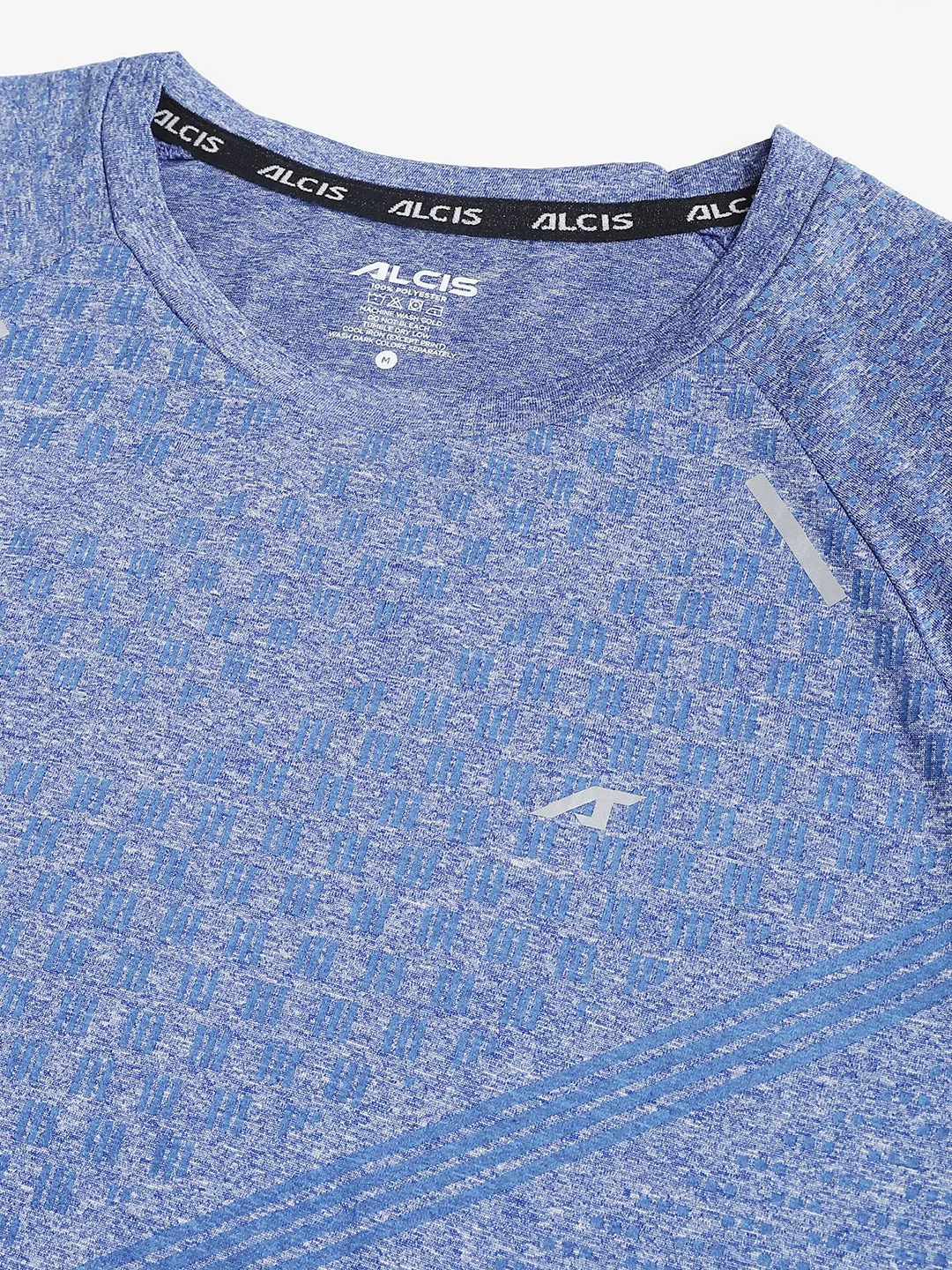 Alcis Men Blue Heather Anti-Static Slim-Fit Round Neck Distance Running T-Shirt fresh start