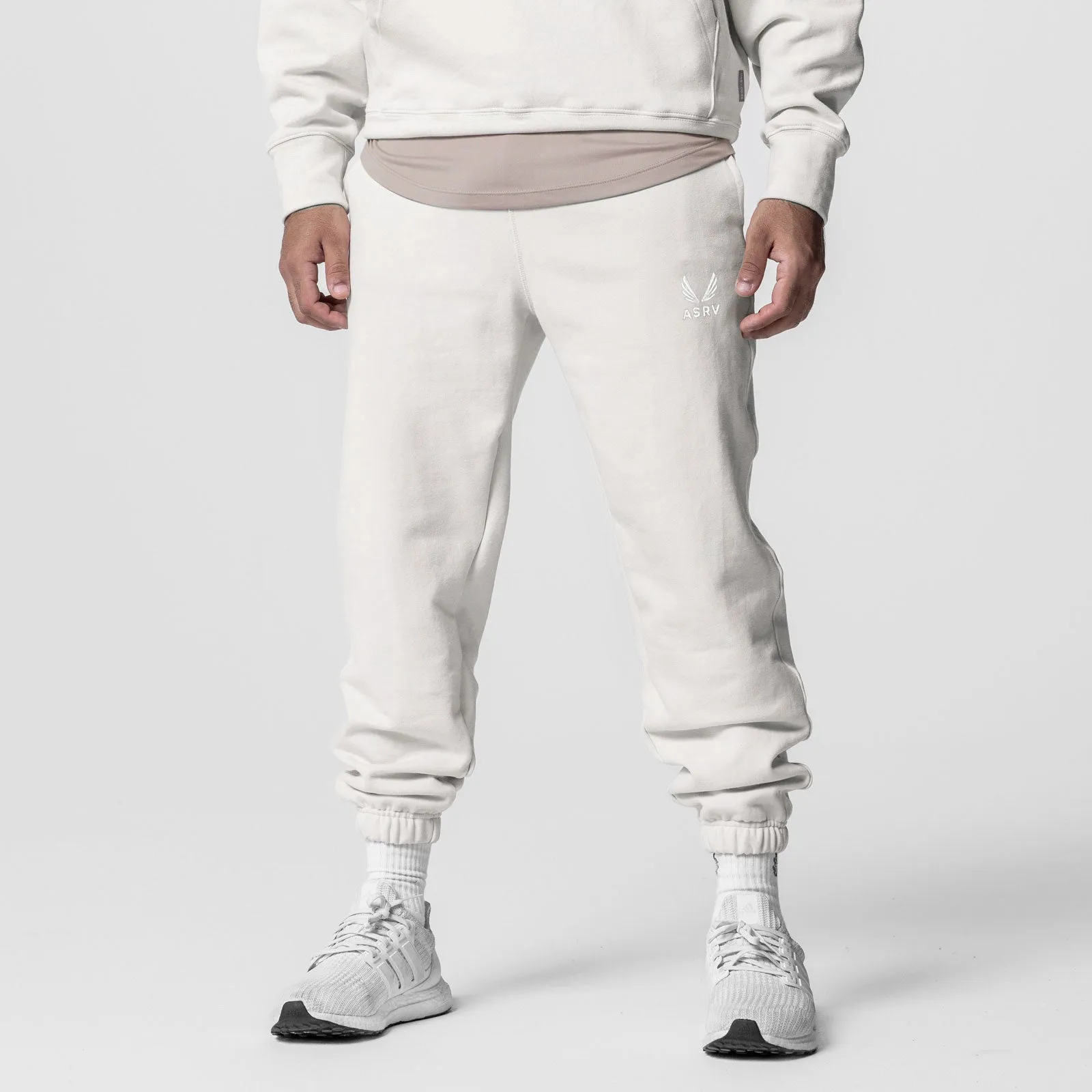 0655. Tech-Terry? Oversized Sweats - Stone "Emblem" AbrasionResistant Flexible Use