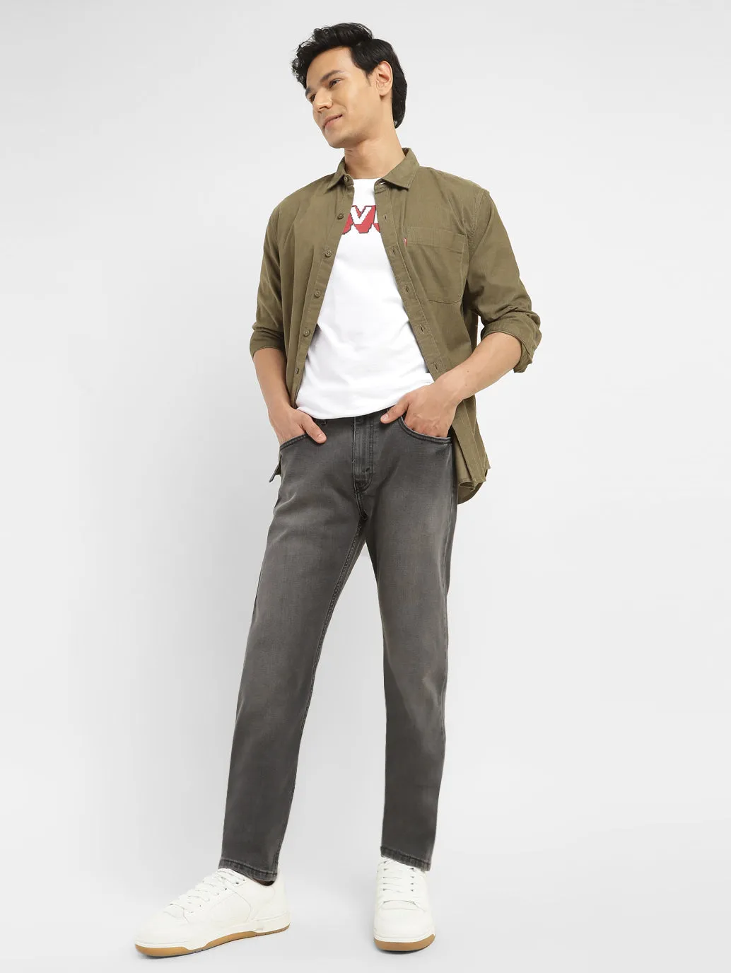 Everyday Fashion Men's 512 Charcoal Grey Slim Tapered Fit Mid Rise Jeans