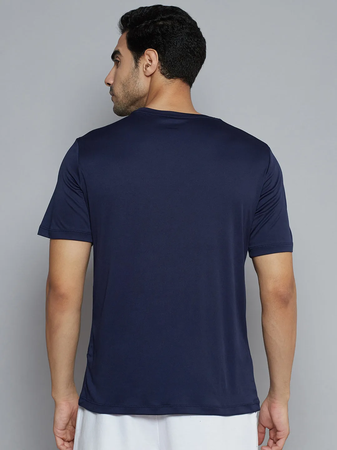 Sport Ease Alcis Men Navy Blue Solid Slim Fit Wonder T-shirt