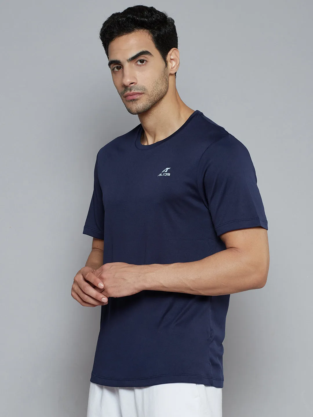 Sheer Fit Alcis Men Navy Blue Solid Slim Fit Wonder T-shirt