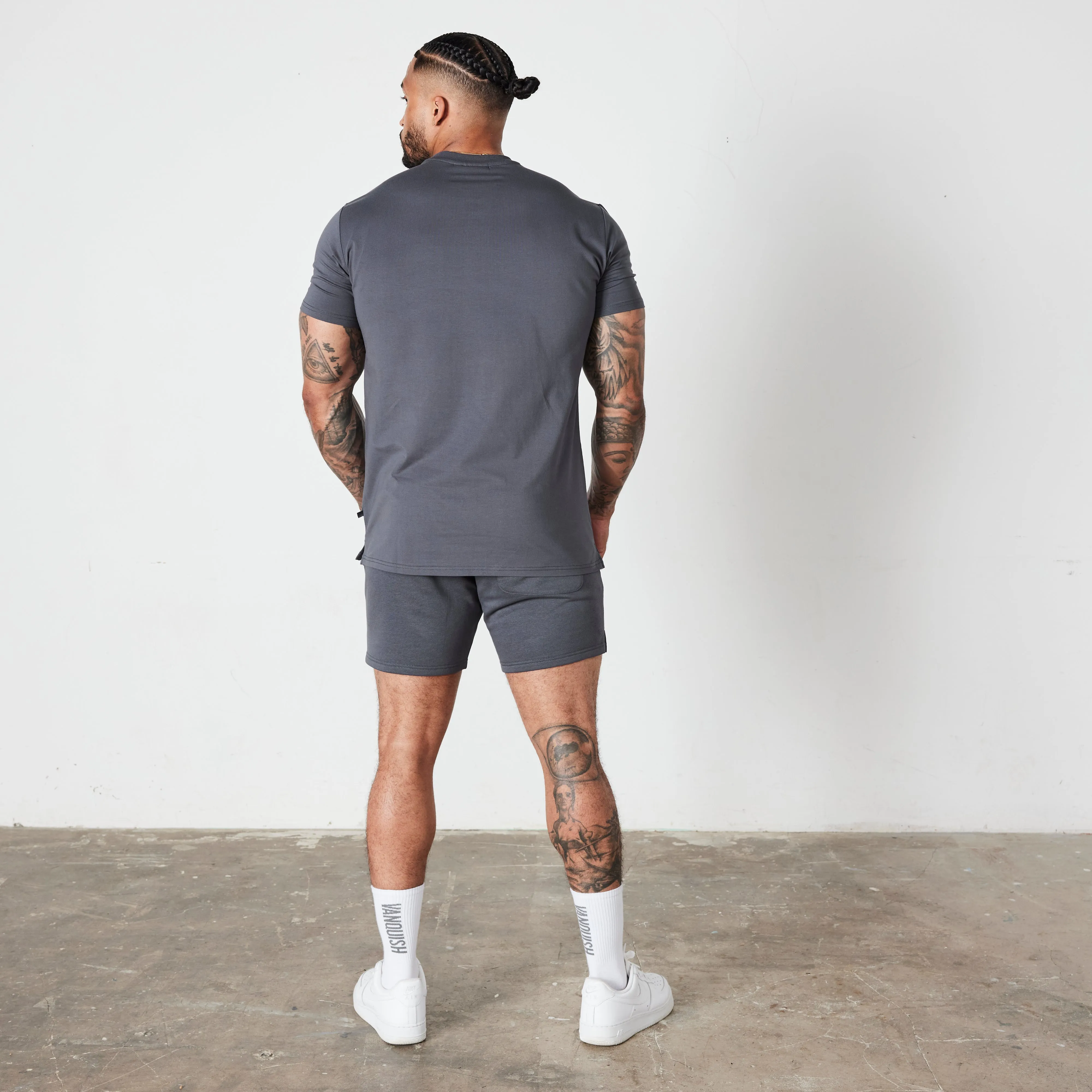 right size Heather Jersey Material Vanquish Essential Denim Blue Slim Fit Short Sleeve T Shirt