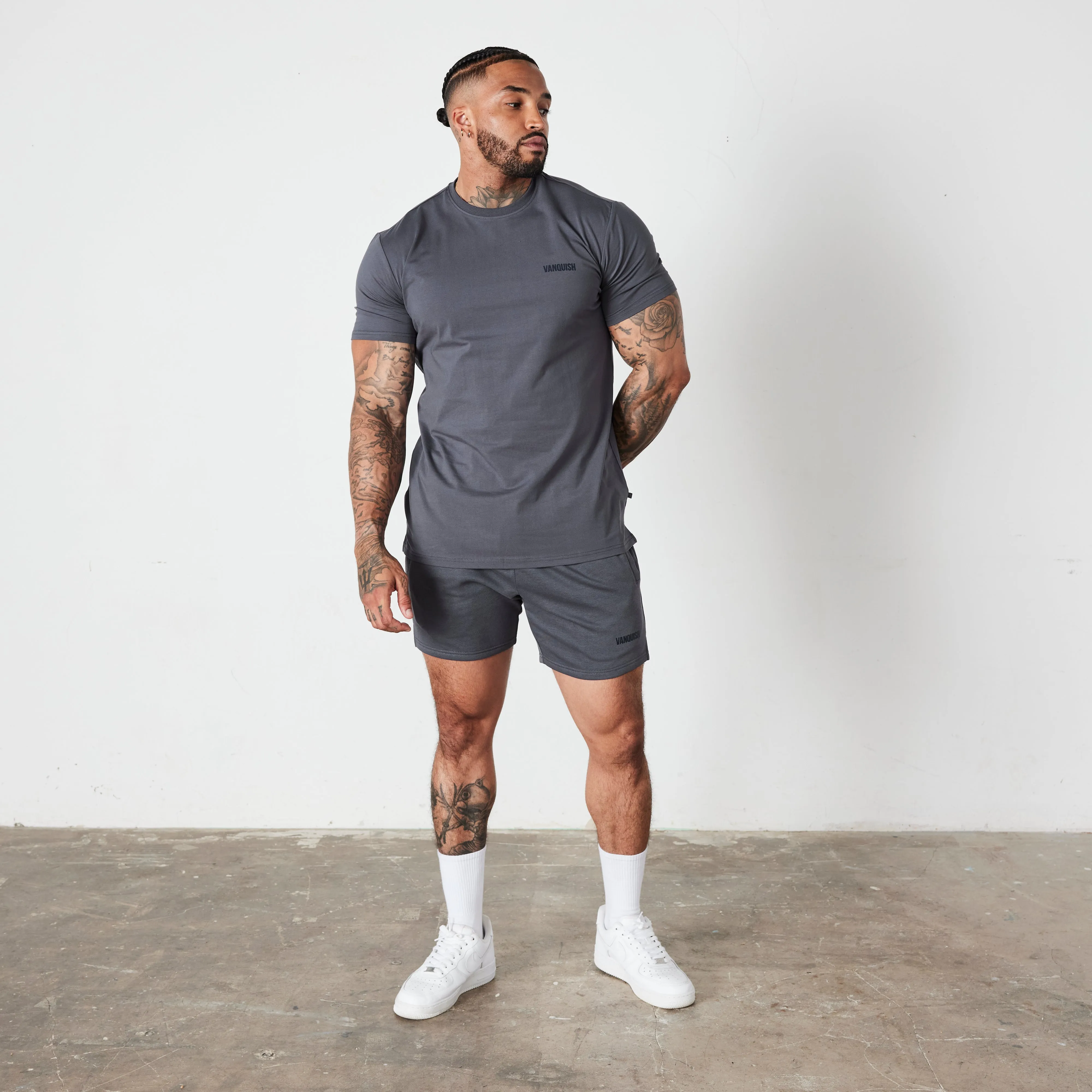 Vanquish Essential Denim Blue Slim Fit Short Sleeve T Shirt Wrinkle Free Fabric weekday wear