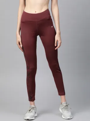 Double Layered Fabric Alcis Women Maroon Solid Cropped Tights