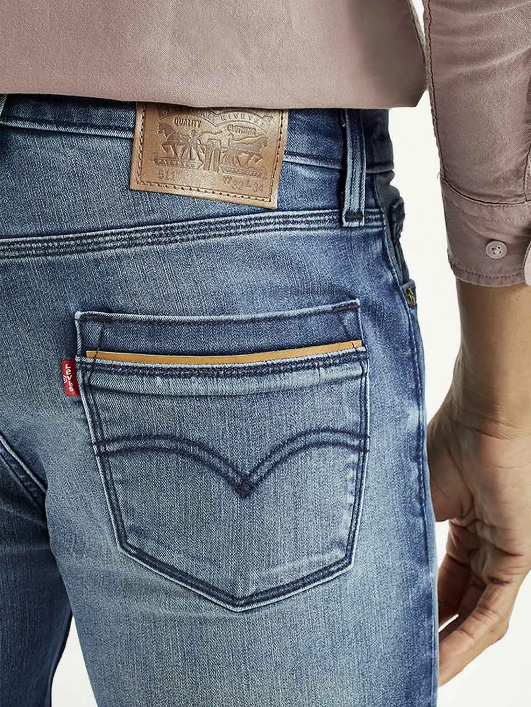 Anti Sagging Technology Classic Wear Street Fashion Men's 511 Med Indigo Slim Fit Mid Rise Jeans
