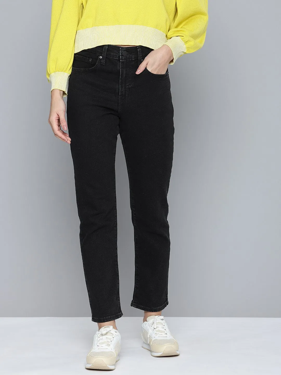 Women's 711 Black Skinny Fit High Rise Jeans Textured Vibrant