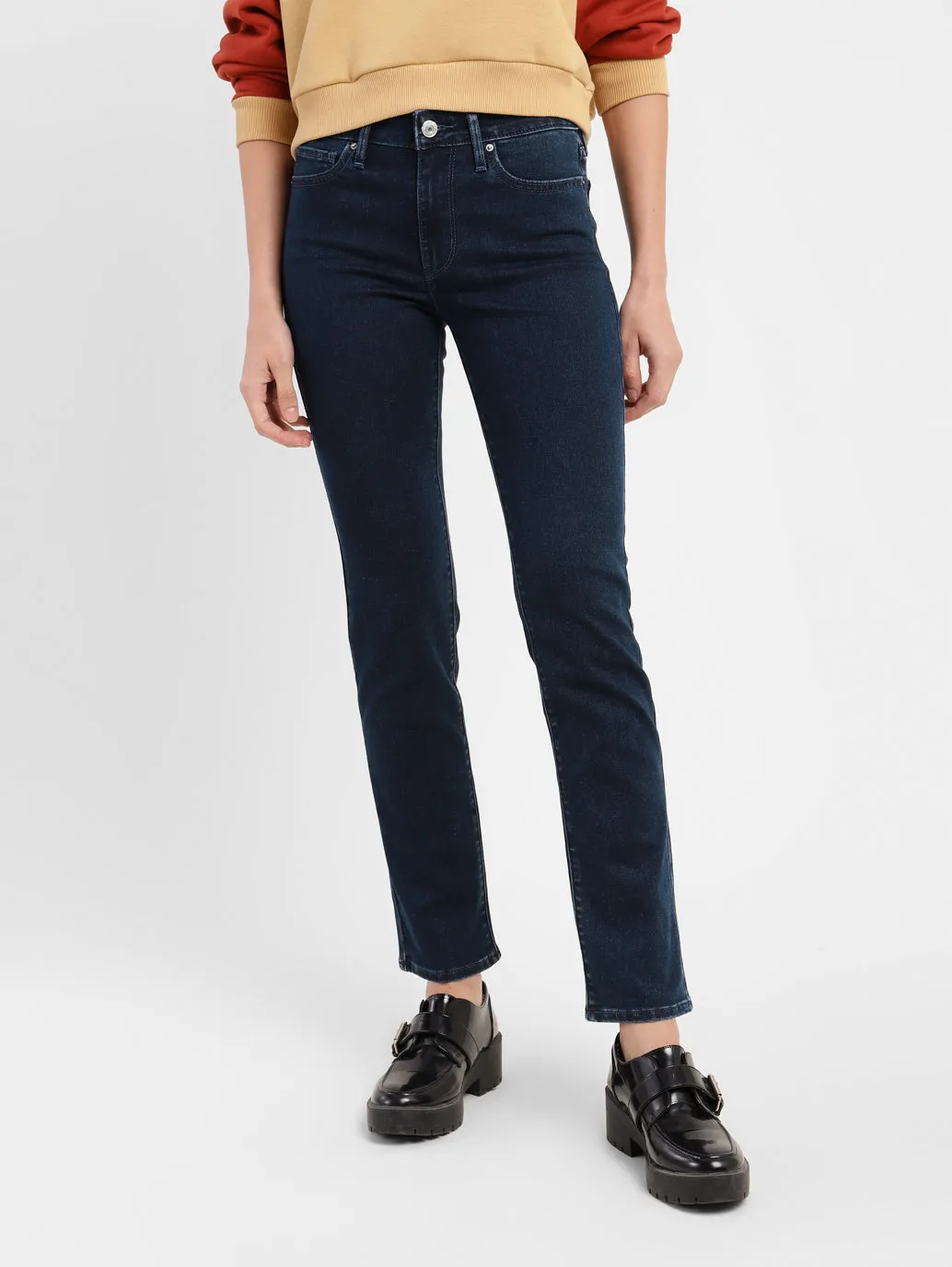 Holiday Vibes High Quality Staple Piece Women's 712 Blue Straight Fit Mid Rise Jeans