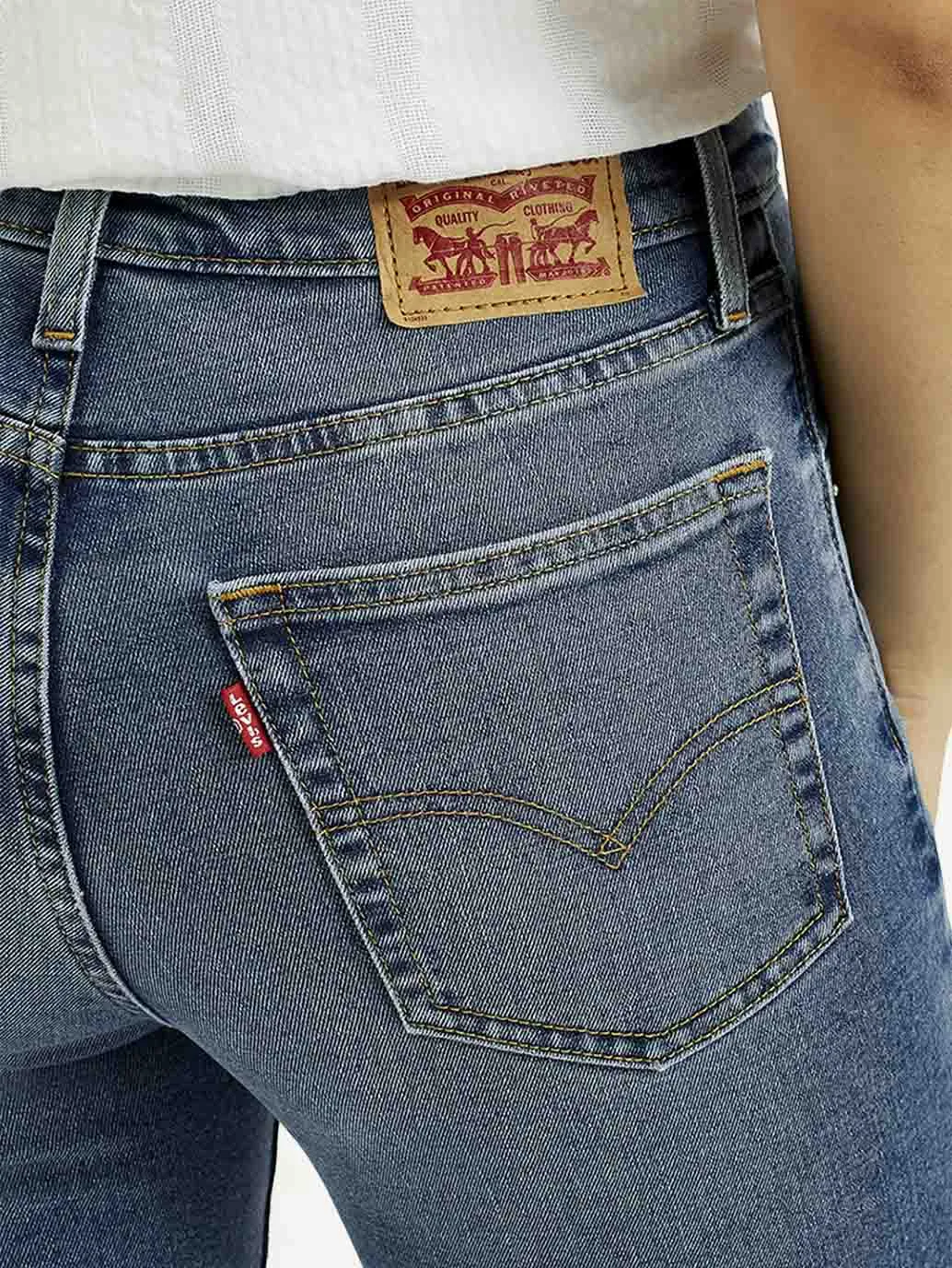 Women's 724 Med Indigo Straight Fit High Rise Jeans Festival Outfit Professional Wear