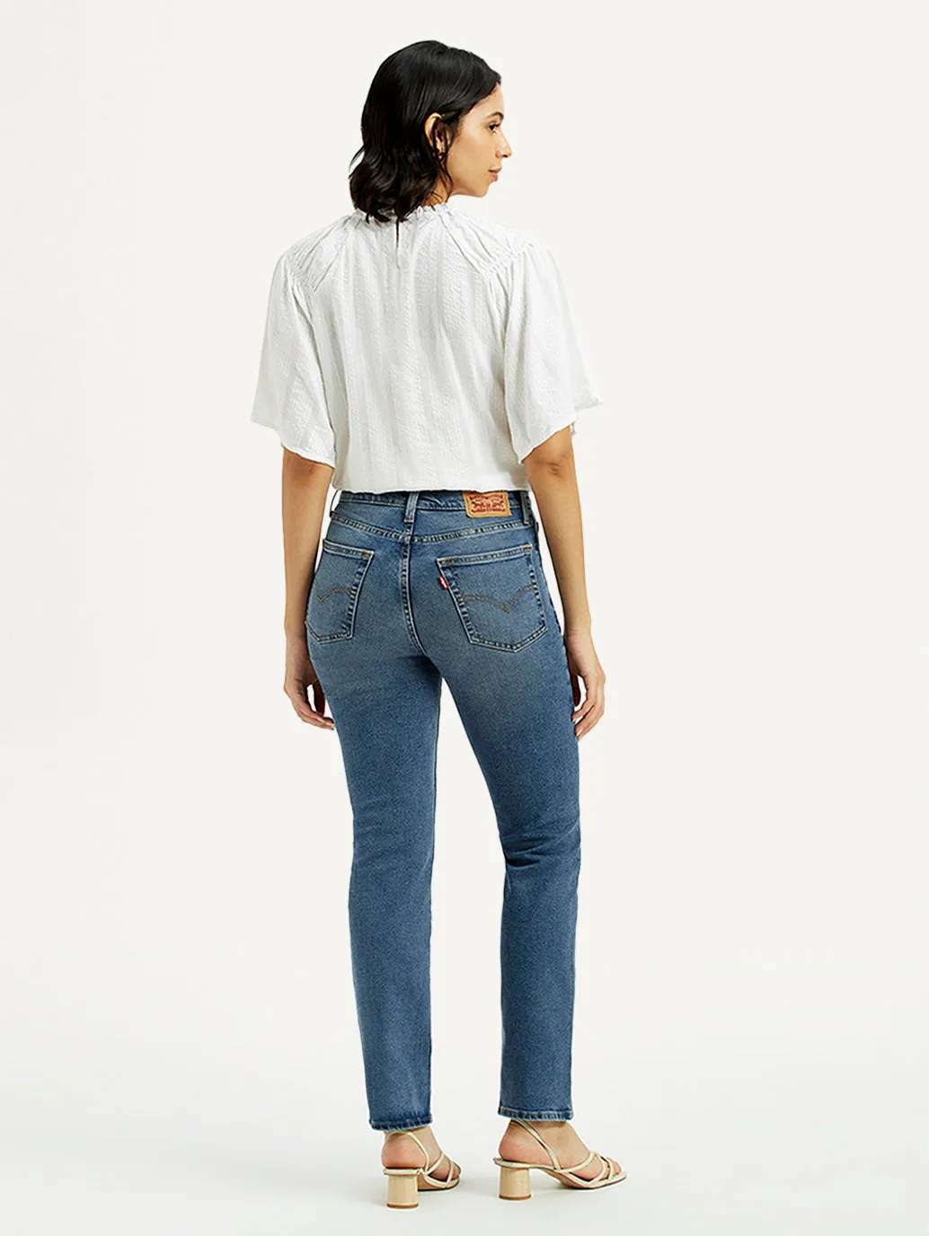 Women's 724 Med Indigo Straight Fit High Rise Jeans Simple Choice